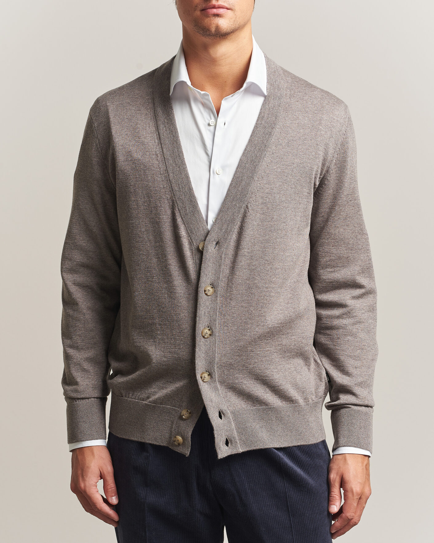 Homme | Pulls Et Tricots | BOSS BLACK | Mardon Wool Cardigan Open Brown