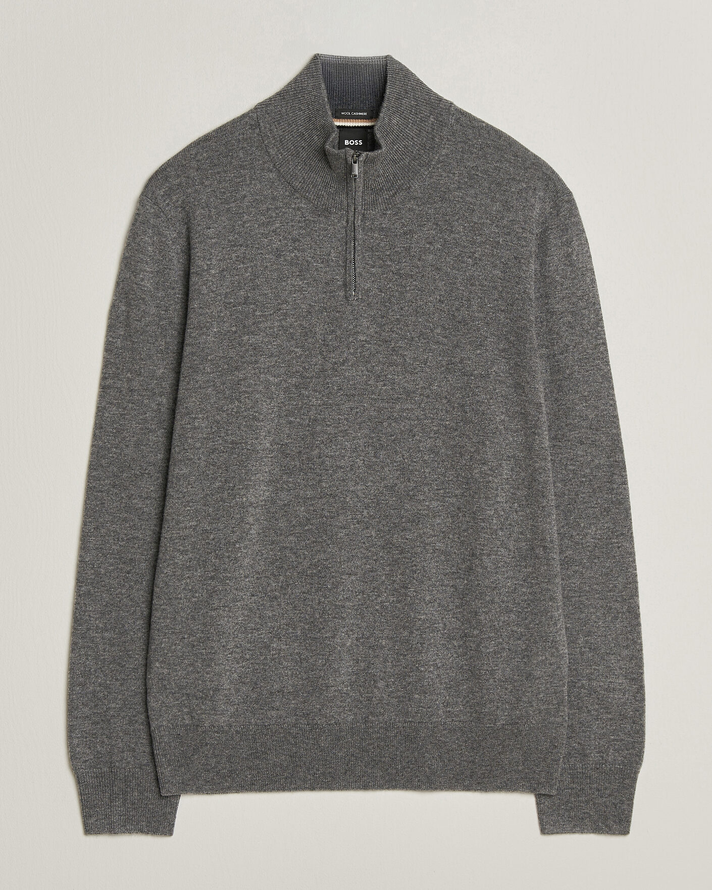 Heren | Truien | BOSS BLACK | Hemarlo Wool/Cashmere Half Zip Medium Grey