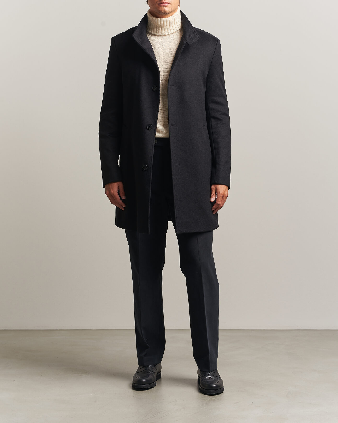 Homme | Manteaux Et Vestes | BOSS BLACK | Hyde Wool Stand Up Collar Coat Black
