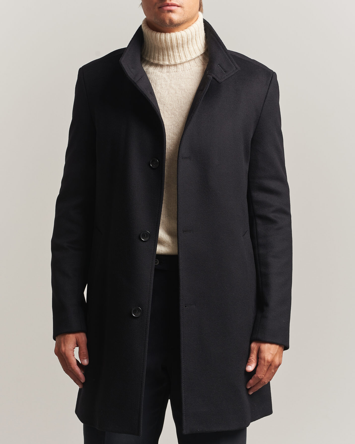 Homme | Manteaux Et Vestes | BOSS BLACK | Hyde Wool Stand Up Collar Coat Black