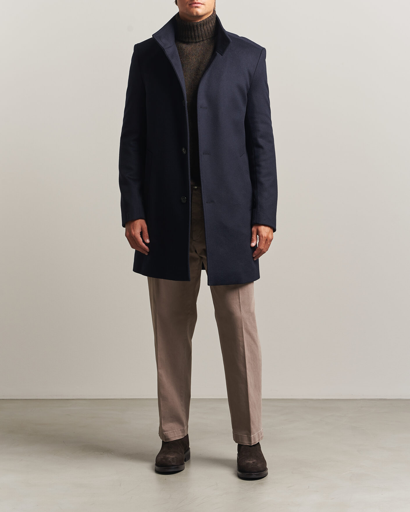 Homme | Manteaux Et Vestes | BOSS BLACK | Hyde Wool Stand Up Collar Coat Dark Blue