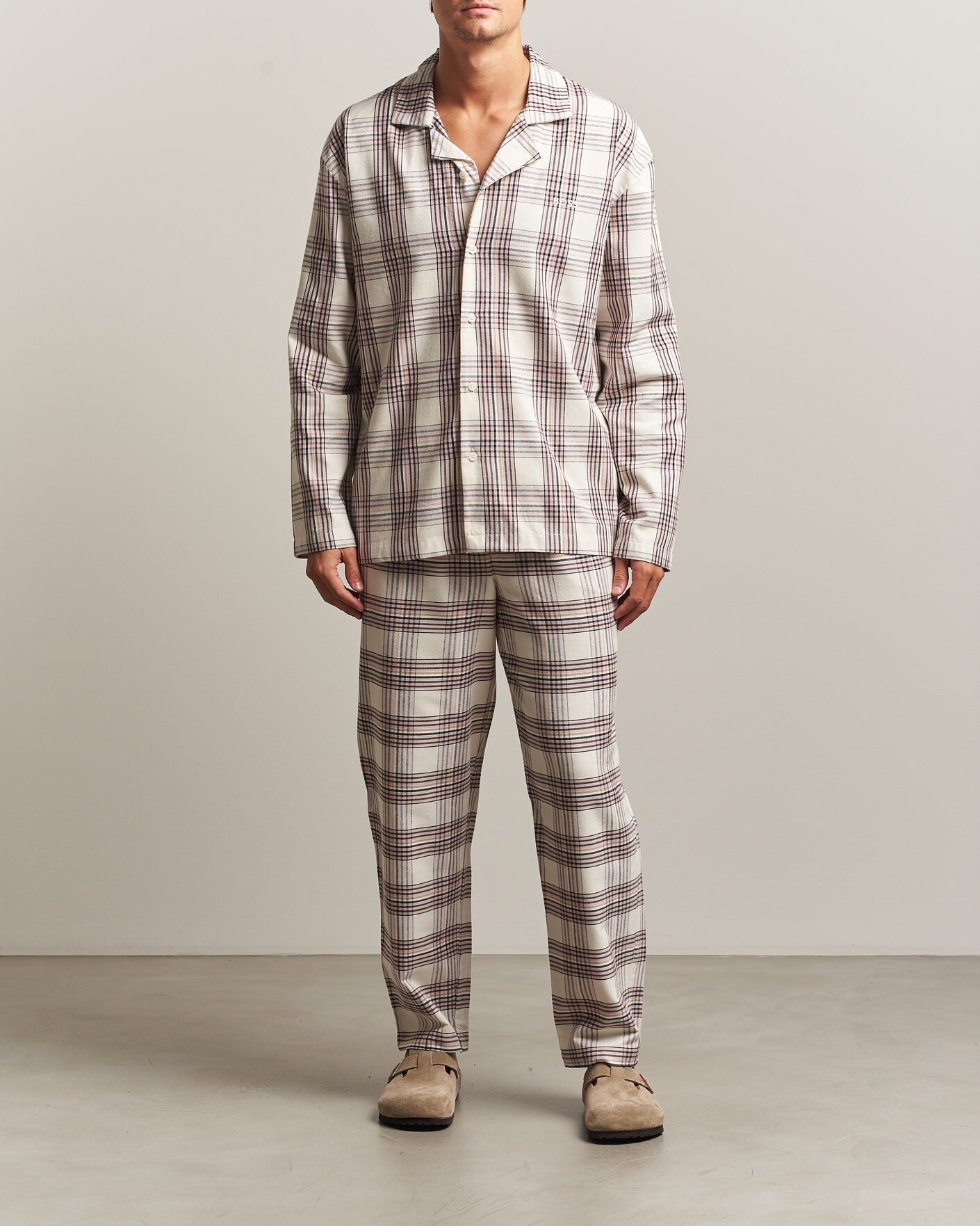 Homme | Peignoirs Et Pyjamas | BOSS BLACK | Checked Flannel Pyjama Set Open White