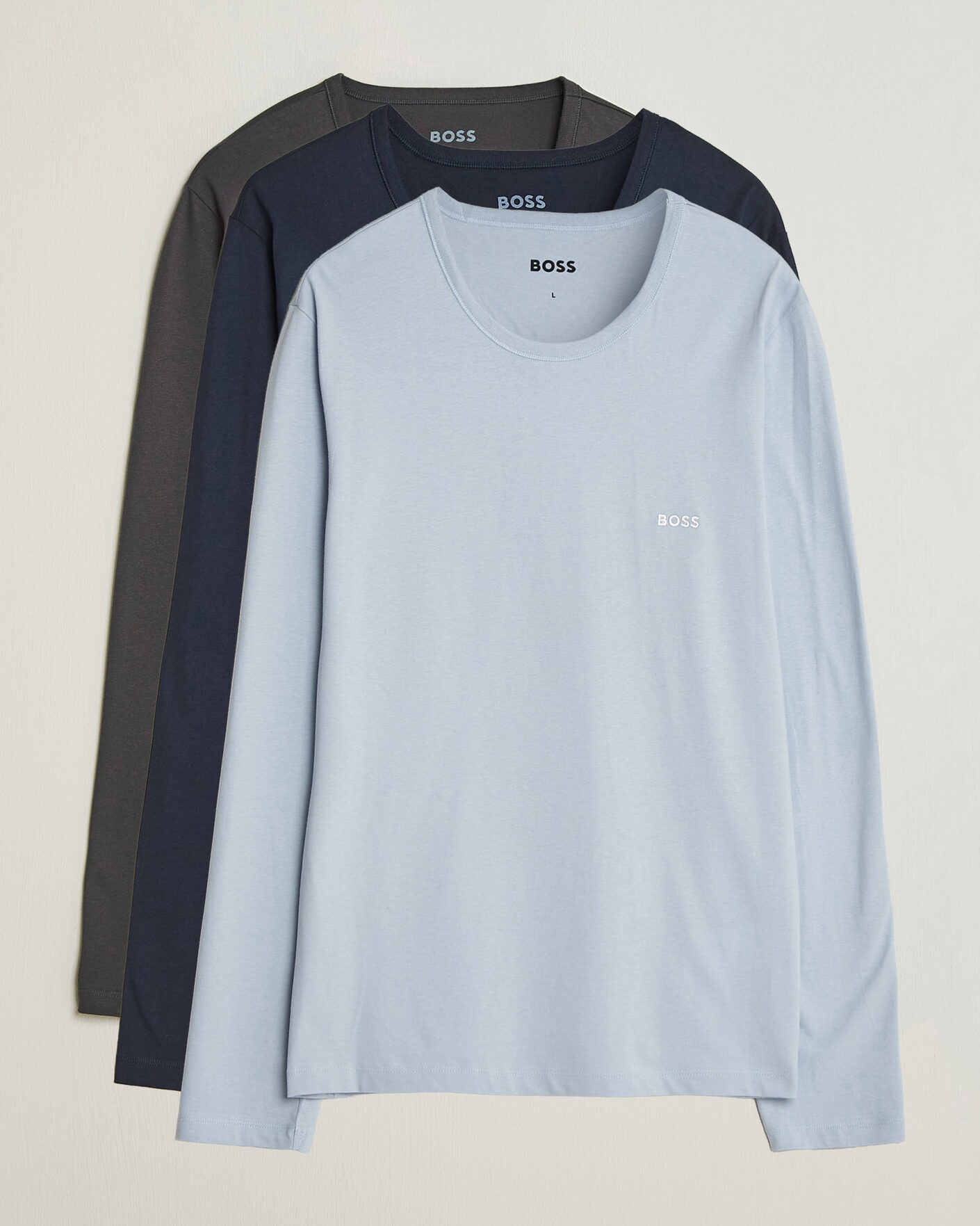 Homme | T-shirts | BOSS BLACK | 3-Pack Long Sleeve T-Shirt Blue/Navy/Grey