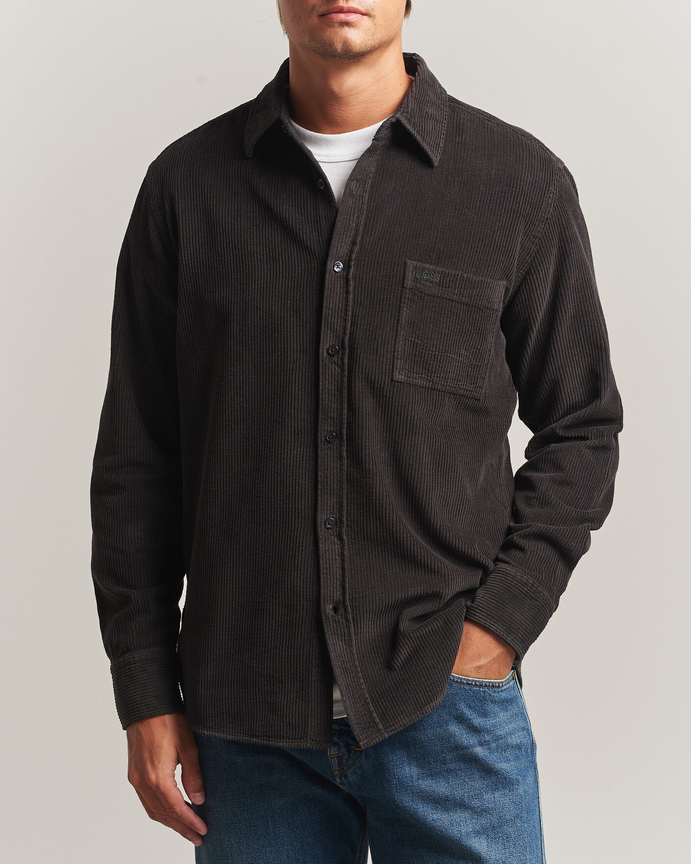 Heren | Overhemden | BOSS ORANGE | Relegant Corduroy Shirt Black