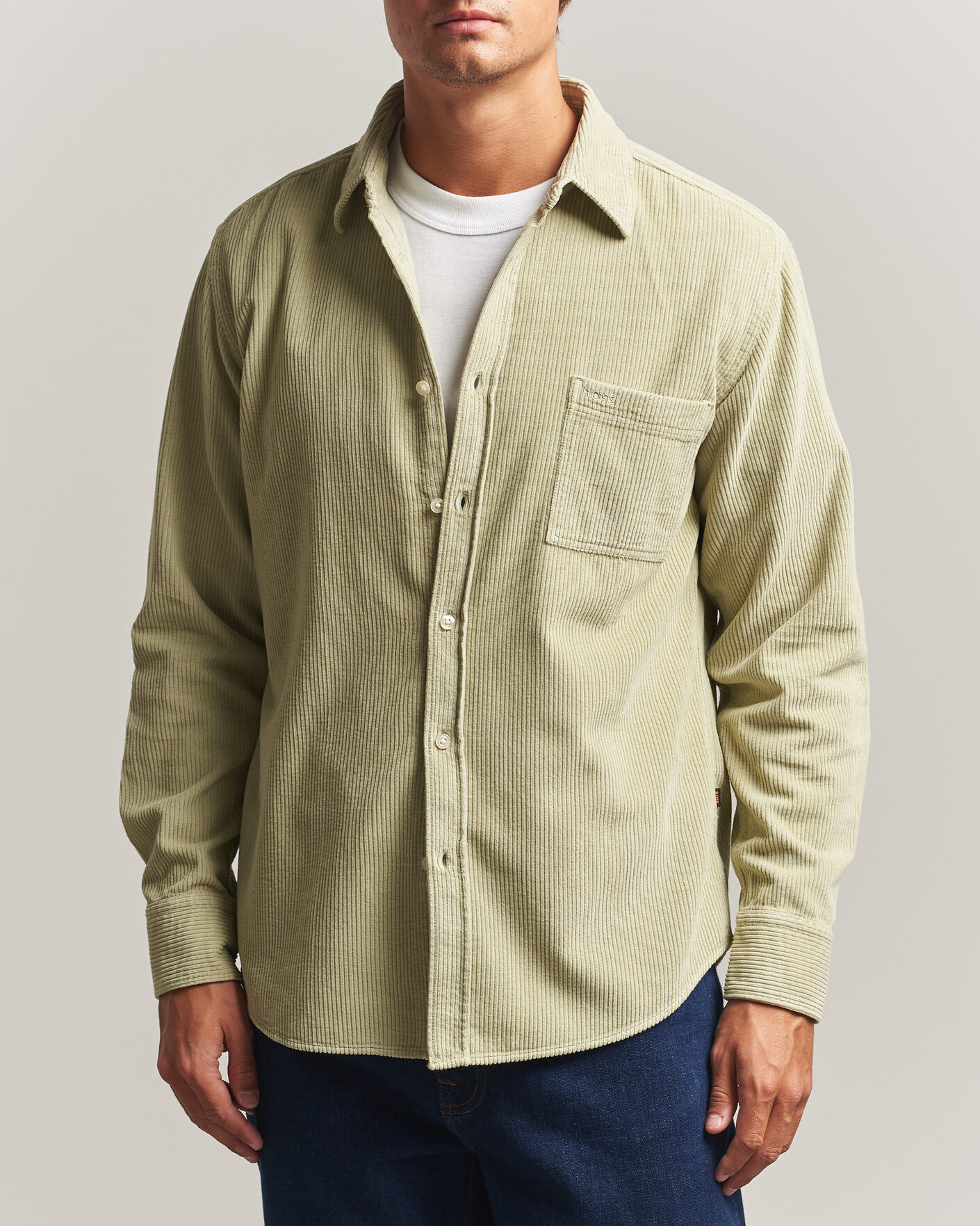 Heren | Overhemden | BOSS ORANGE | Relegant Corduroy Shirt Open Green