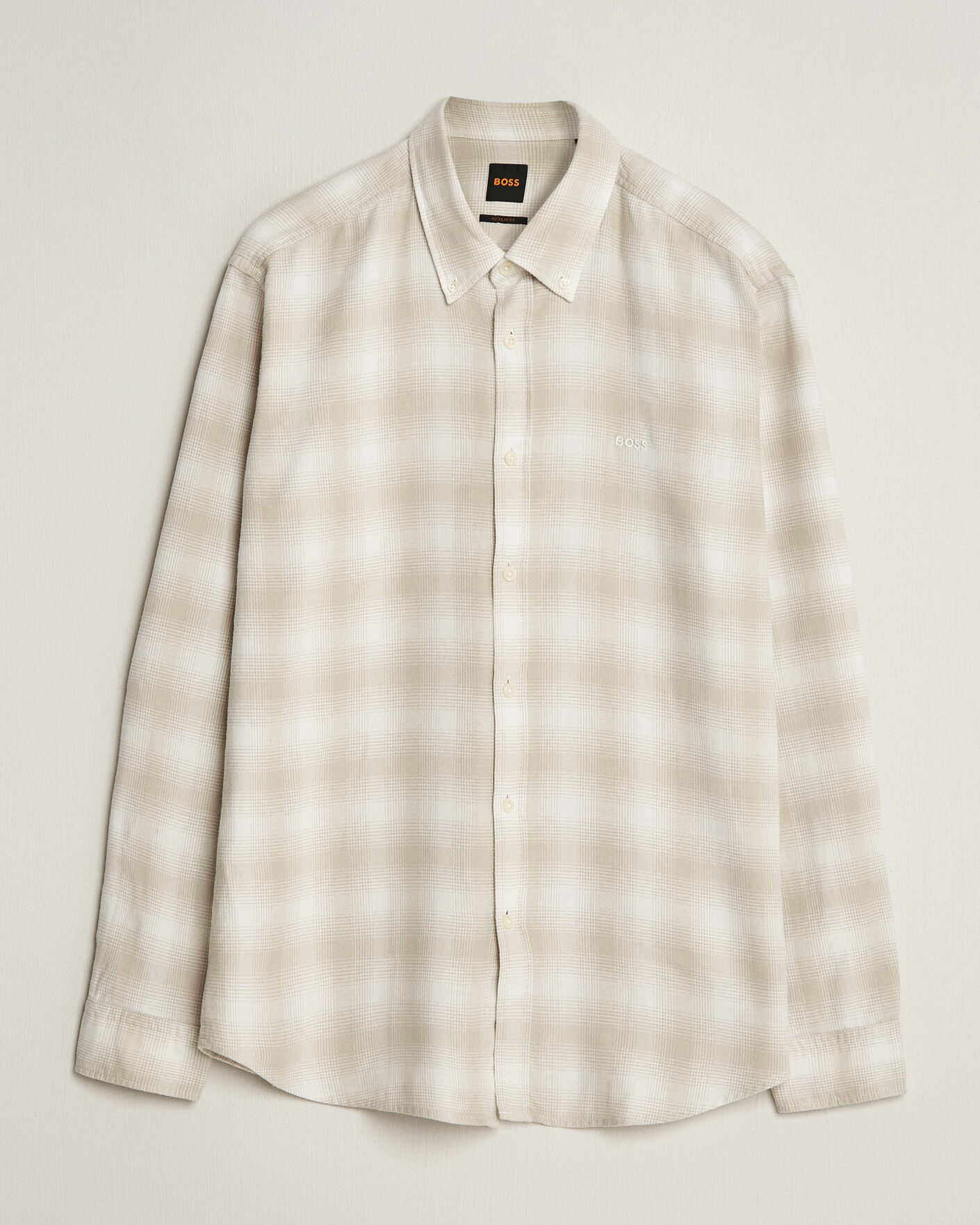 Homme | Chemises | BOSS ORANGE | Rickert Brushed Cotton Checked Shirt Light Beige