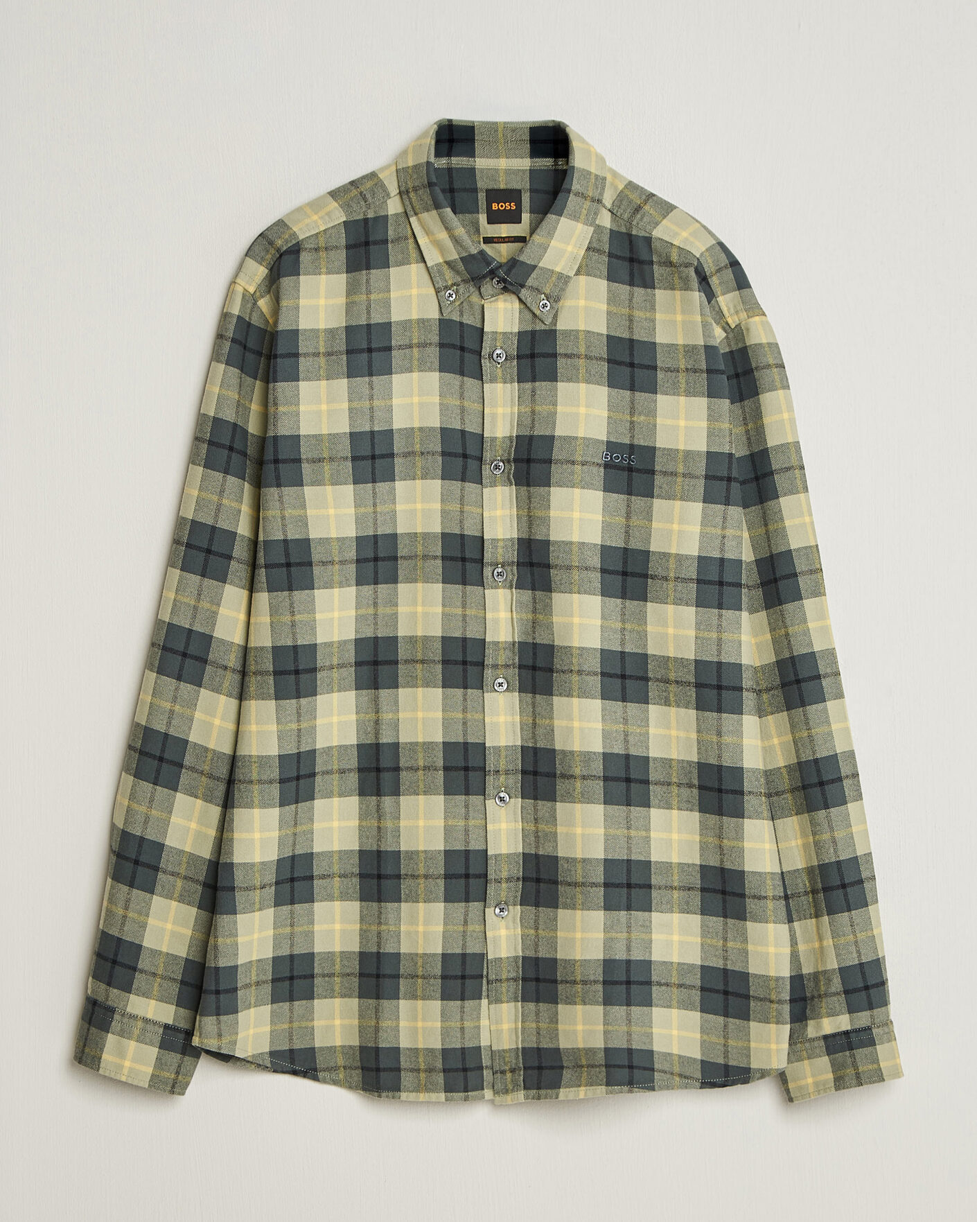 Homme | Chemises | BOSS ORANGE | Rickert Brushed Cotton Checked Shirt Open Green
