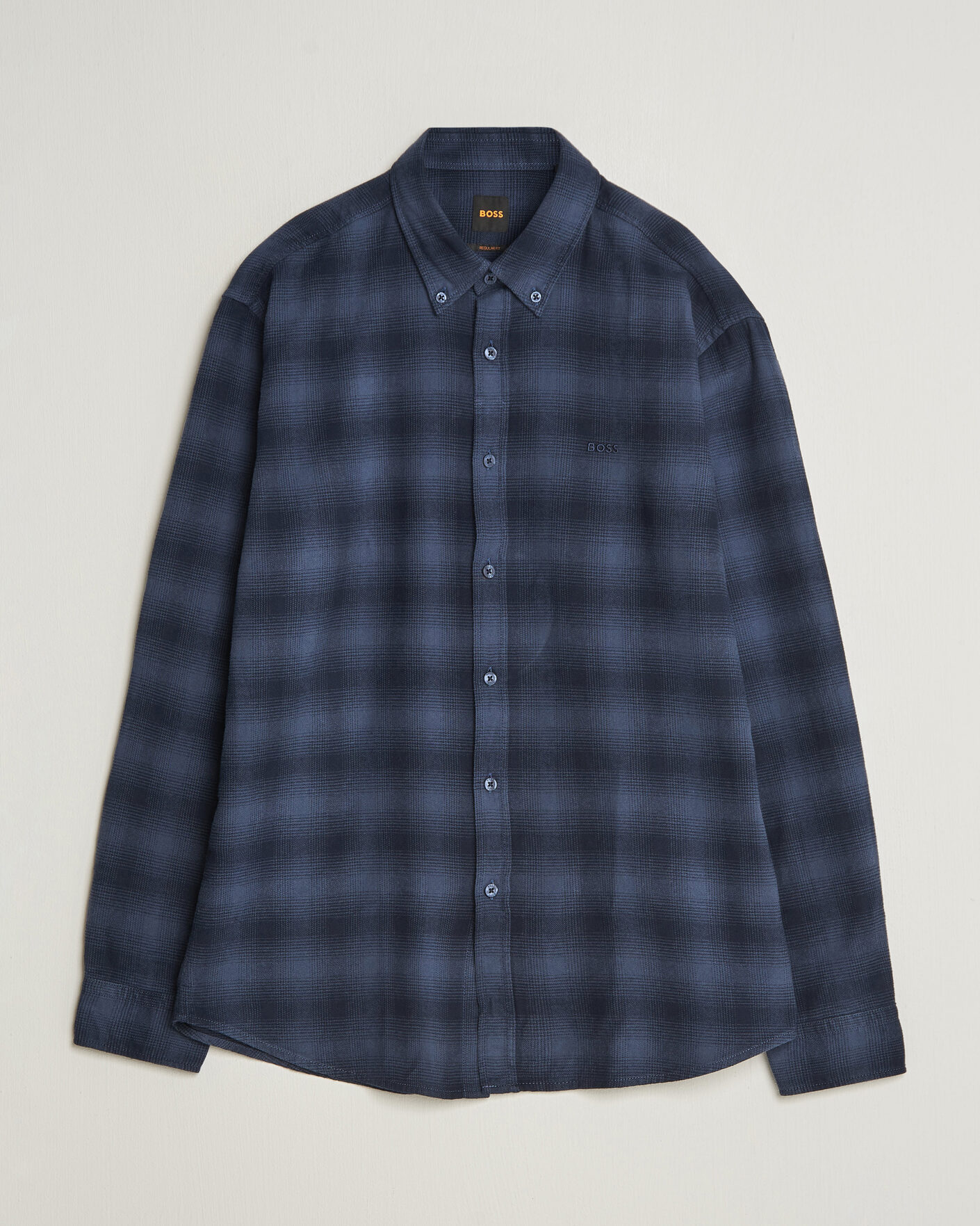 Homme | Chemises | BOSS ORANGE | Rickert Brushed Cotton Checked Shirt Dark Blue
