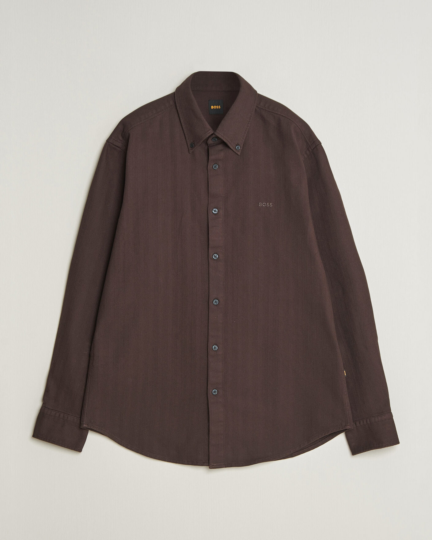 Homme | Chemises | BOSS ORANGE | Ricopuls Brushed Herringbone Shirt Dark Brown