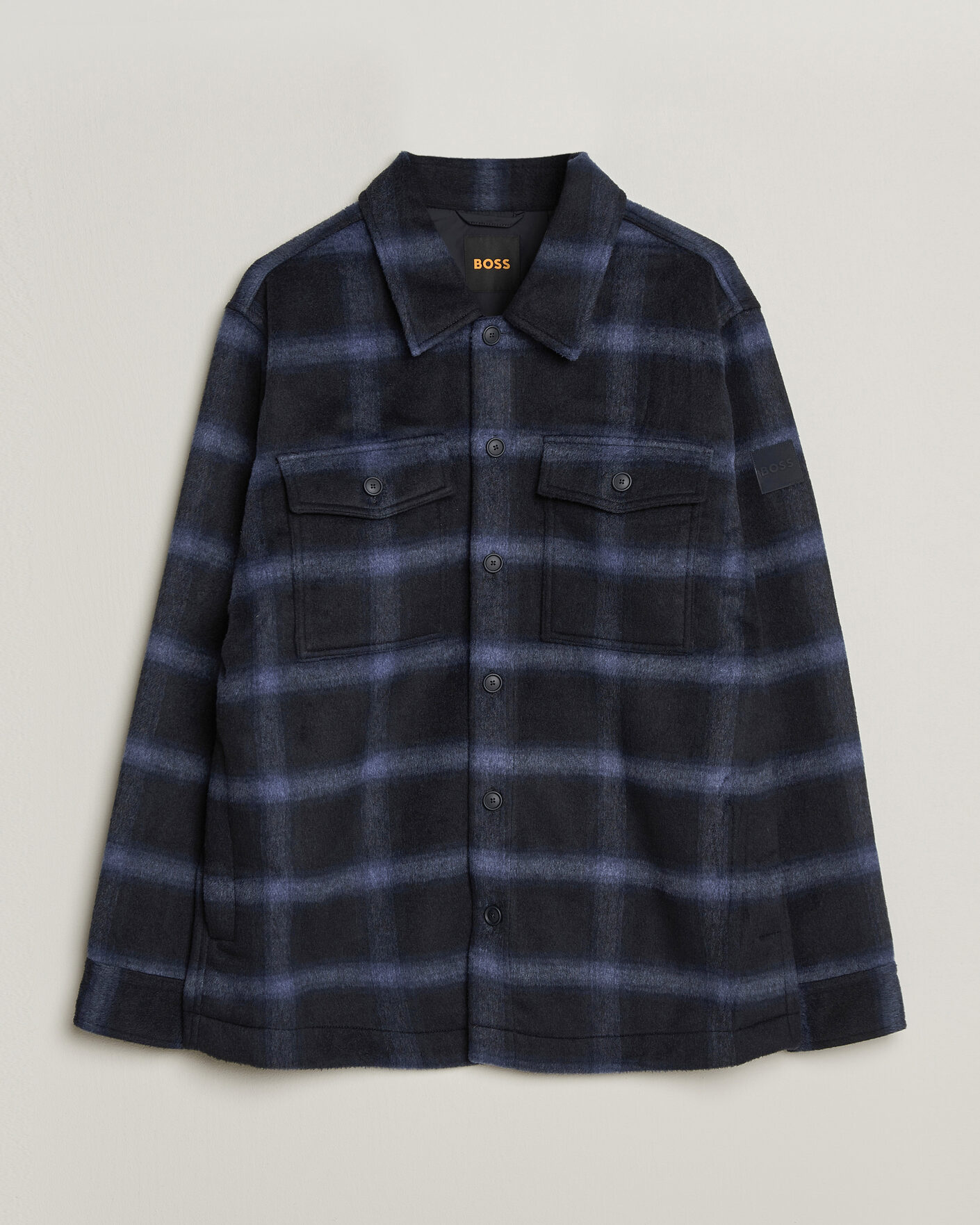 Heren | Jassen | BOSS ORANGE | Losky Flannel Checked Overshirt Dark Blue