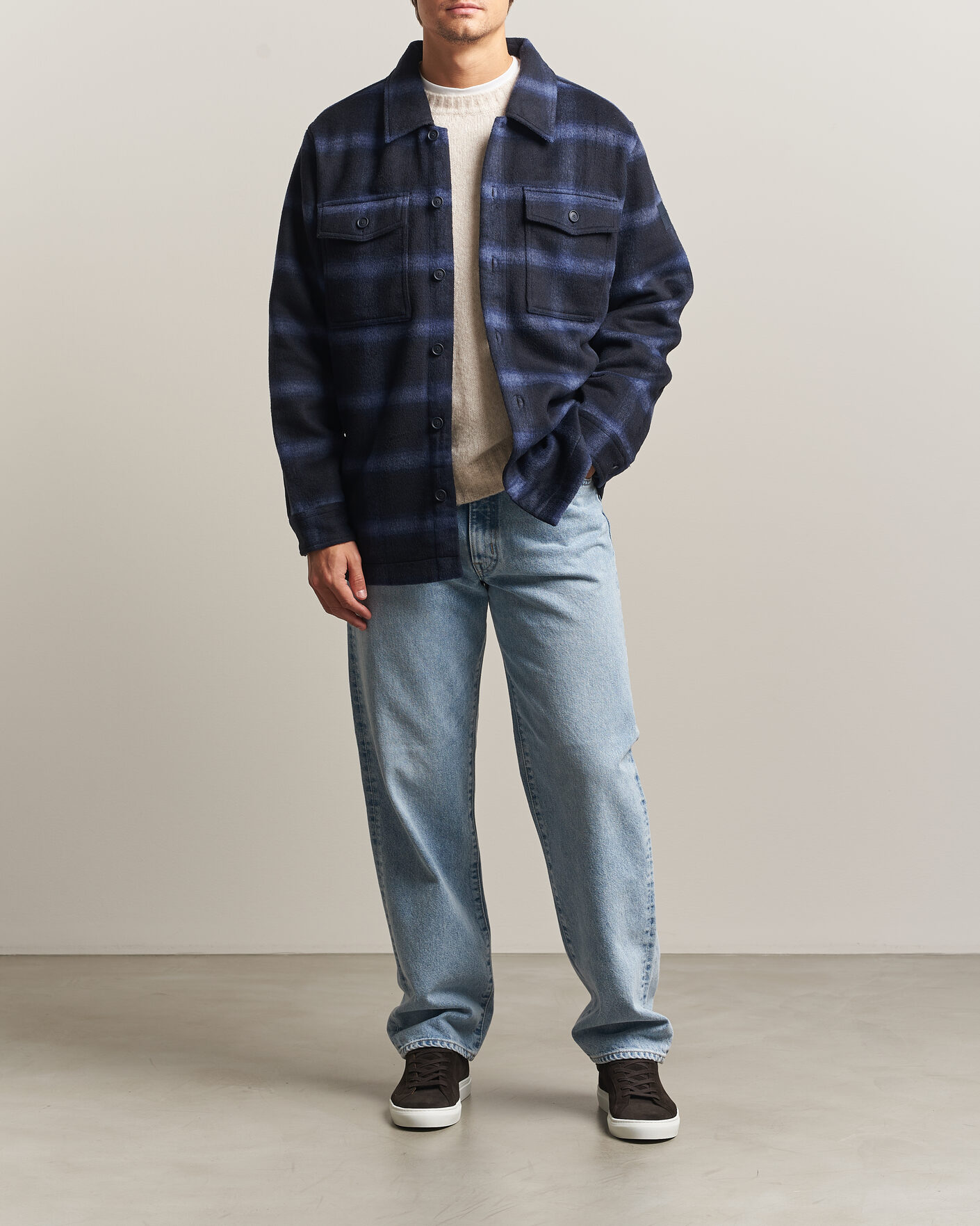 Heren | Jassen | BOSS ORANGE | Losky Flannel Checked Overshirt Dark Blue