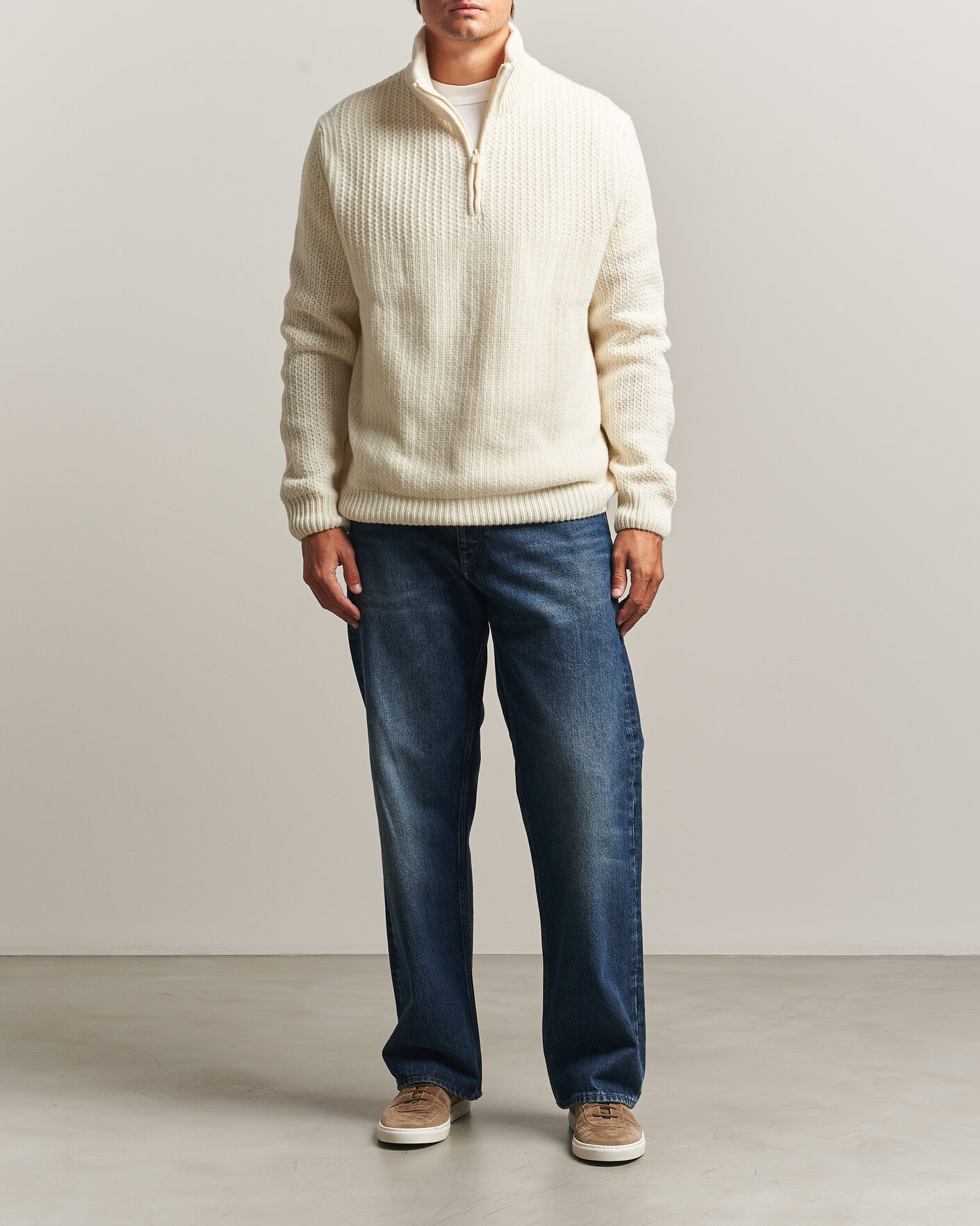 Homme | Pulls Et Tricots | BOSS ORANGE | Kenter Wool Knitted Half Zip Open White