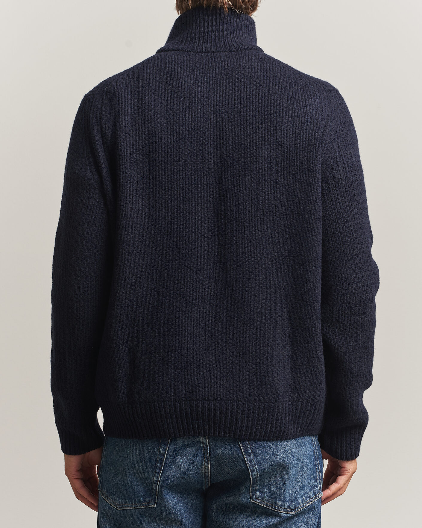 Heren | Truien | BOSS ORANGE | Kenter Wool Knitted Half Zip Dark Blue