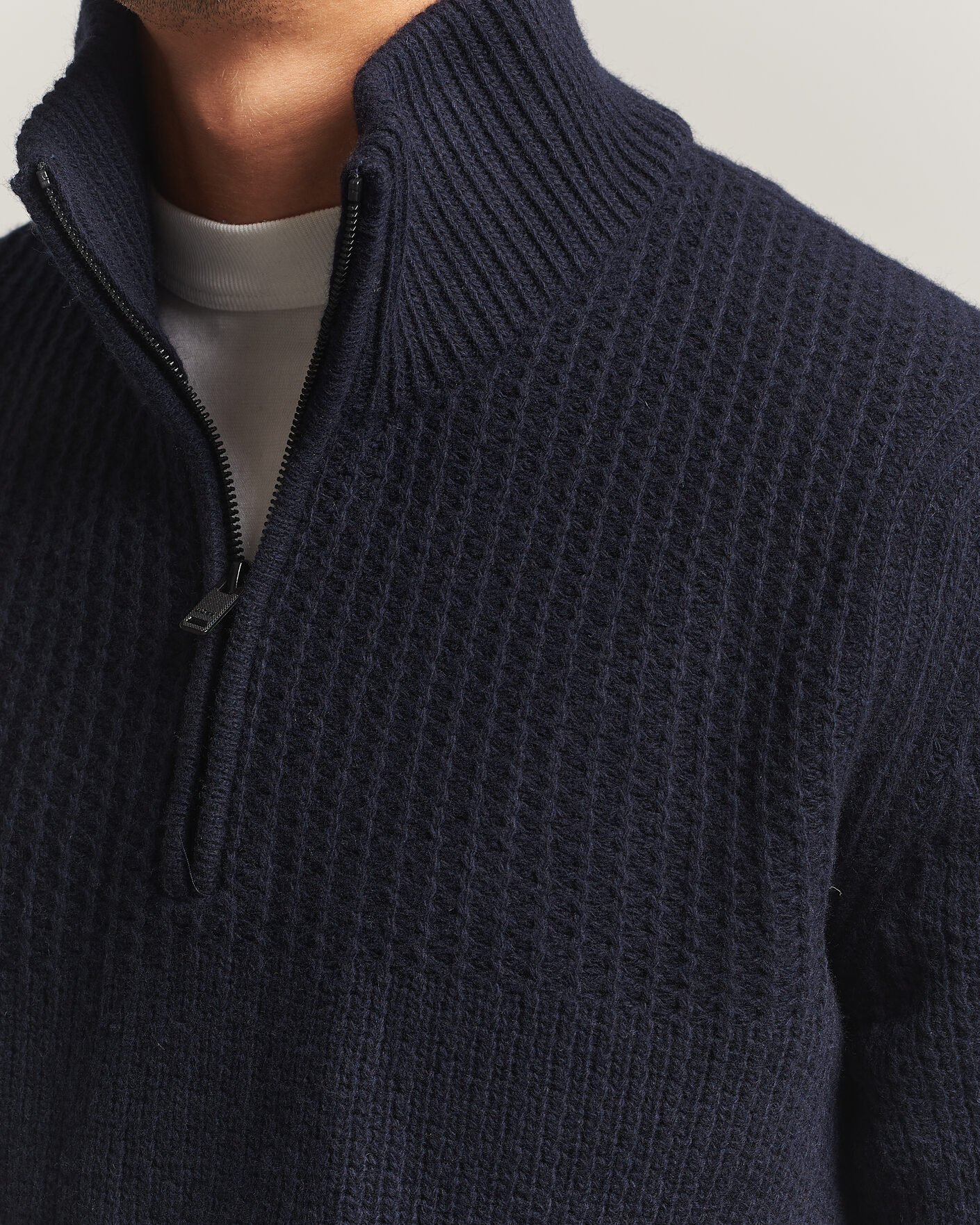 Heren | Truien | BOSS ORANGE | Kenter Wool Knitted Half Zip Dark Blue