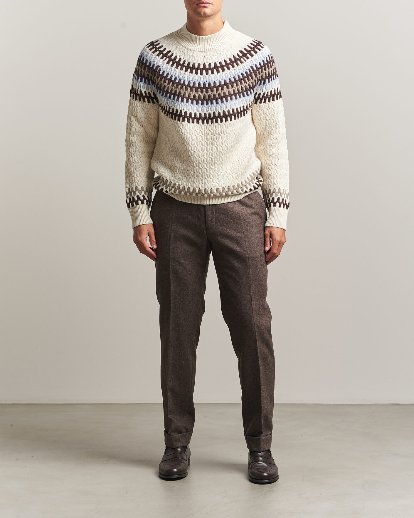 Homme | Pulls Et Tricots | BOSS BLACK | Fiotto Wool Fairisle Sweater Open White