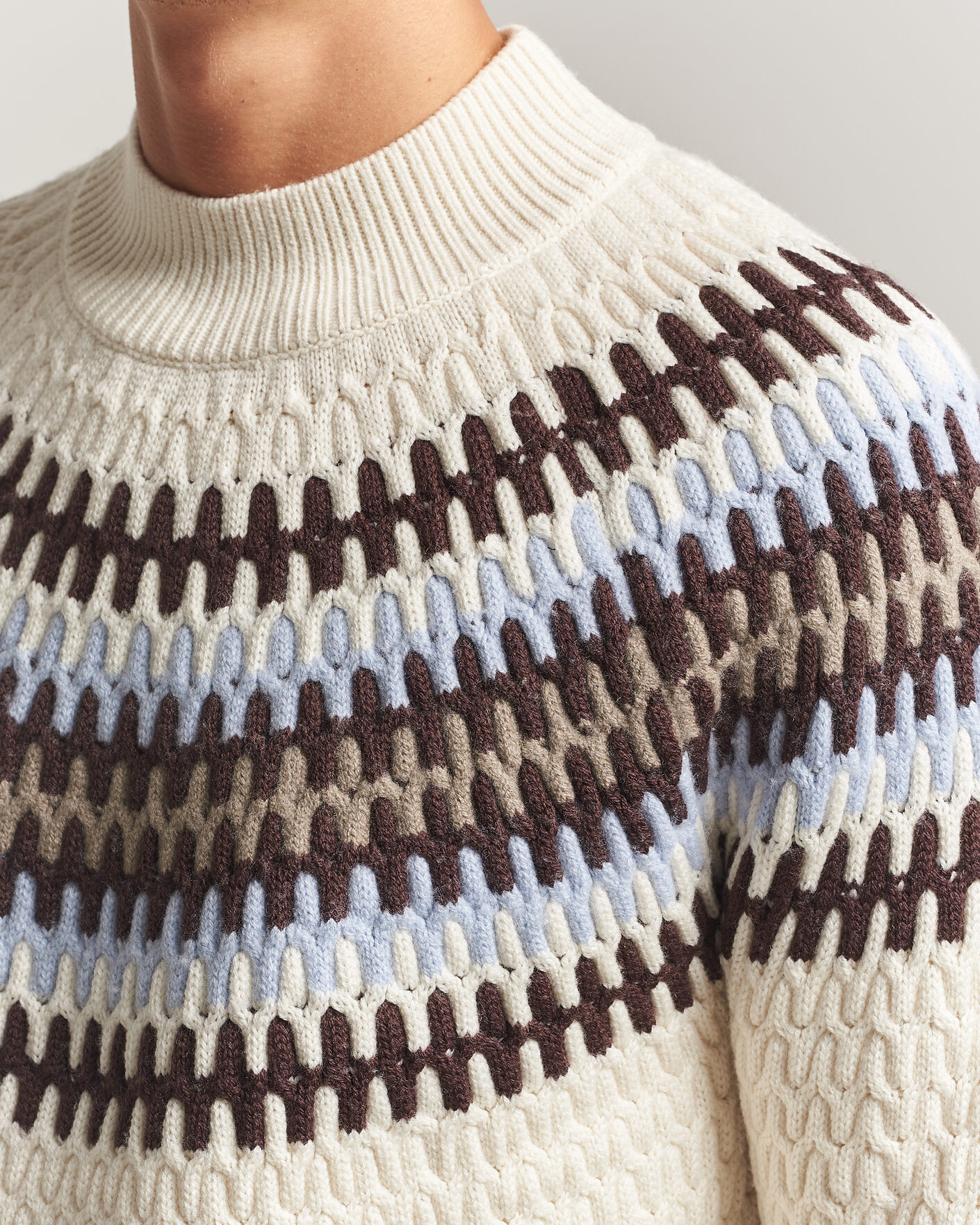 Homme | Pulls Et Tricots | BOSS BLACK | Fiotto Wool Fairisle Sweater Open White