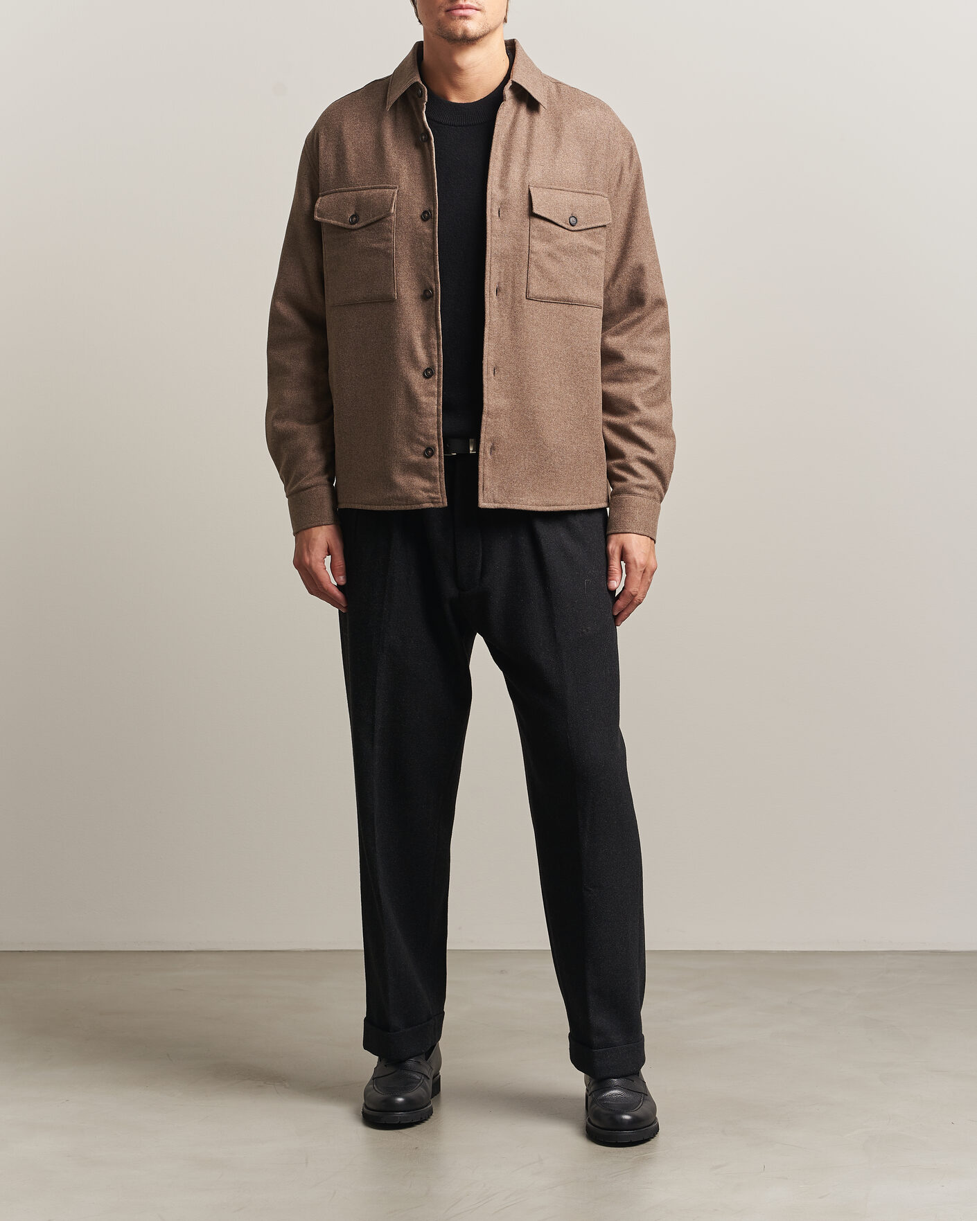 Homme | Chemises | BOSS BLACK | Colin Brushed Pocket Overshirt Open Brown