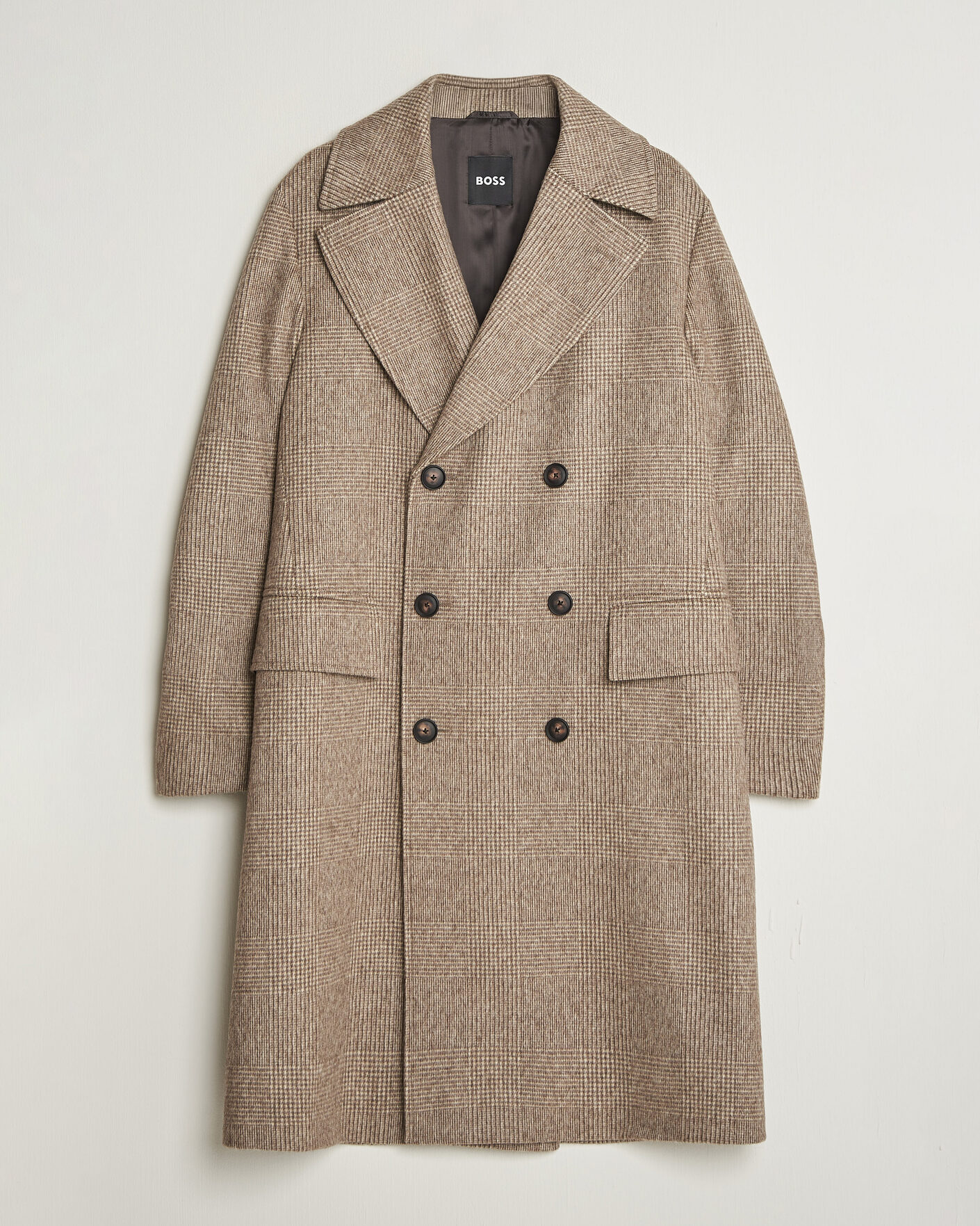 Homme | Manteaux Et Vestes | BOSS BLACK | Jared Wool Double Breasted Coat Open Brown