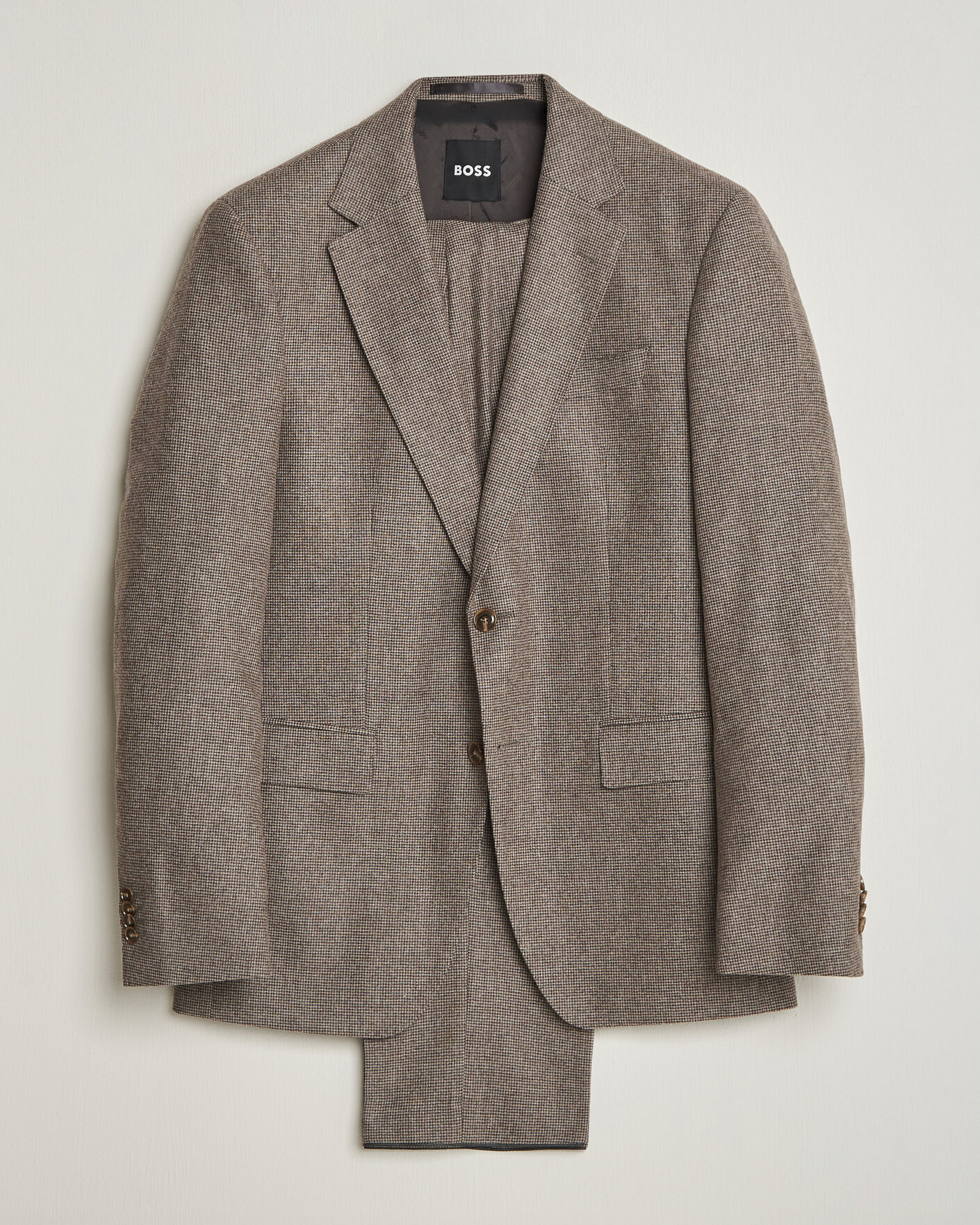 Homme | Costumes | BOSS BLACK | Huge Wool Pepita Suit Dark Brown