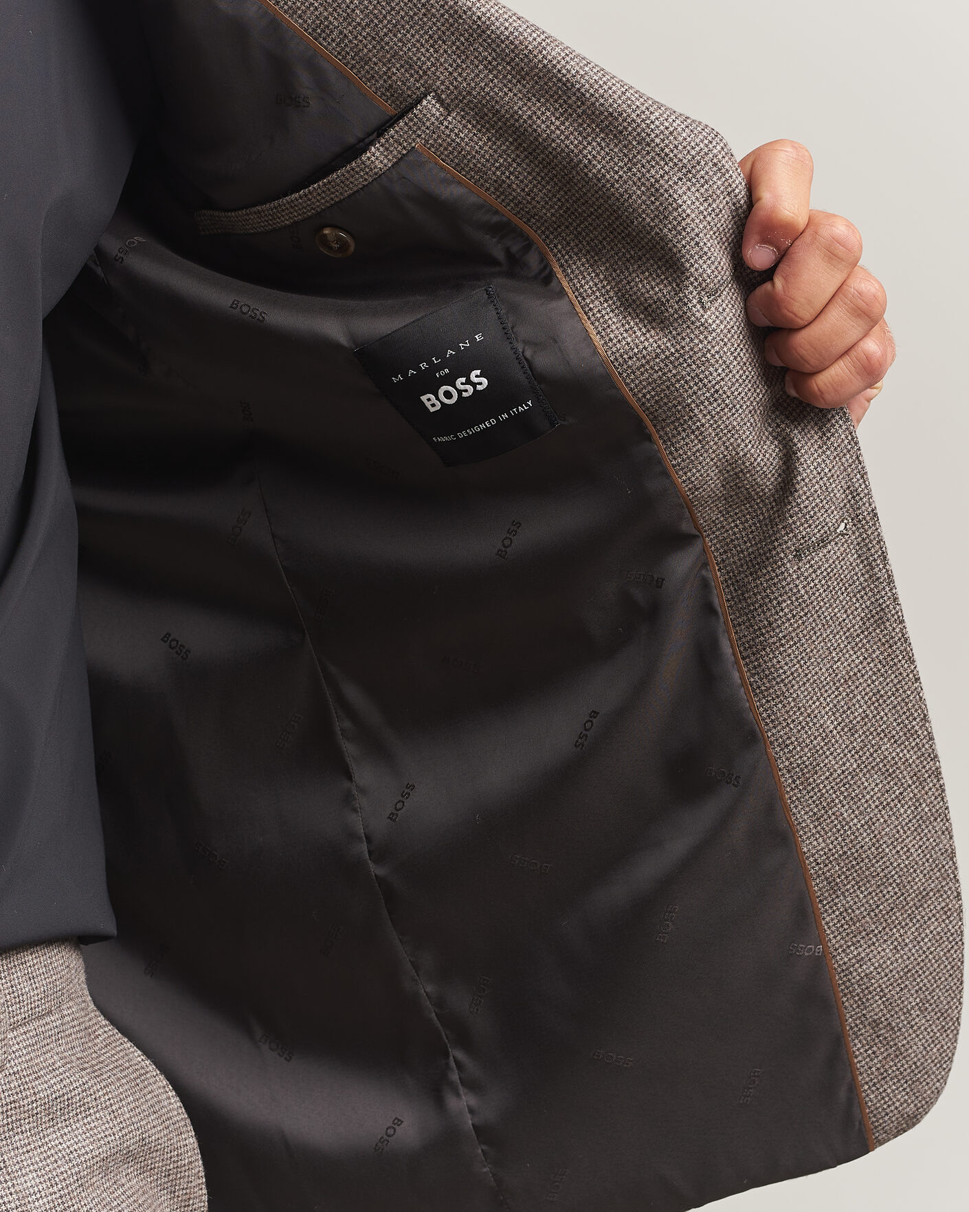 Homme | Costumes | BOSS BLACK | Huge Wool Pepita Suit Dark Brown