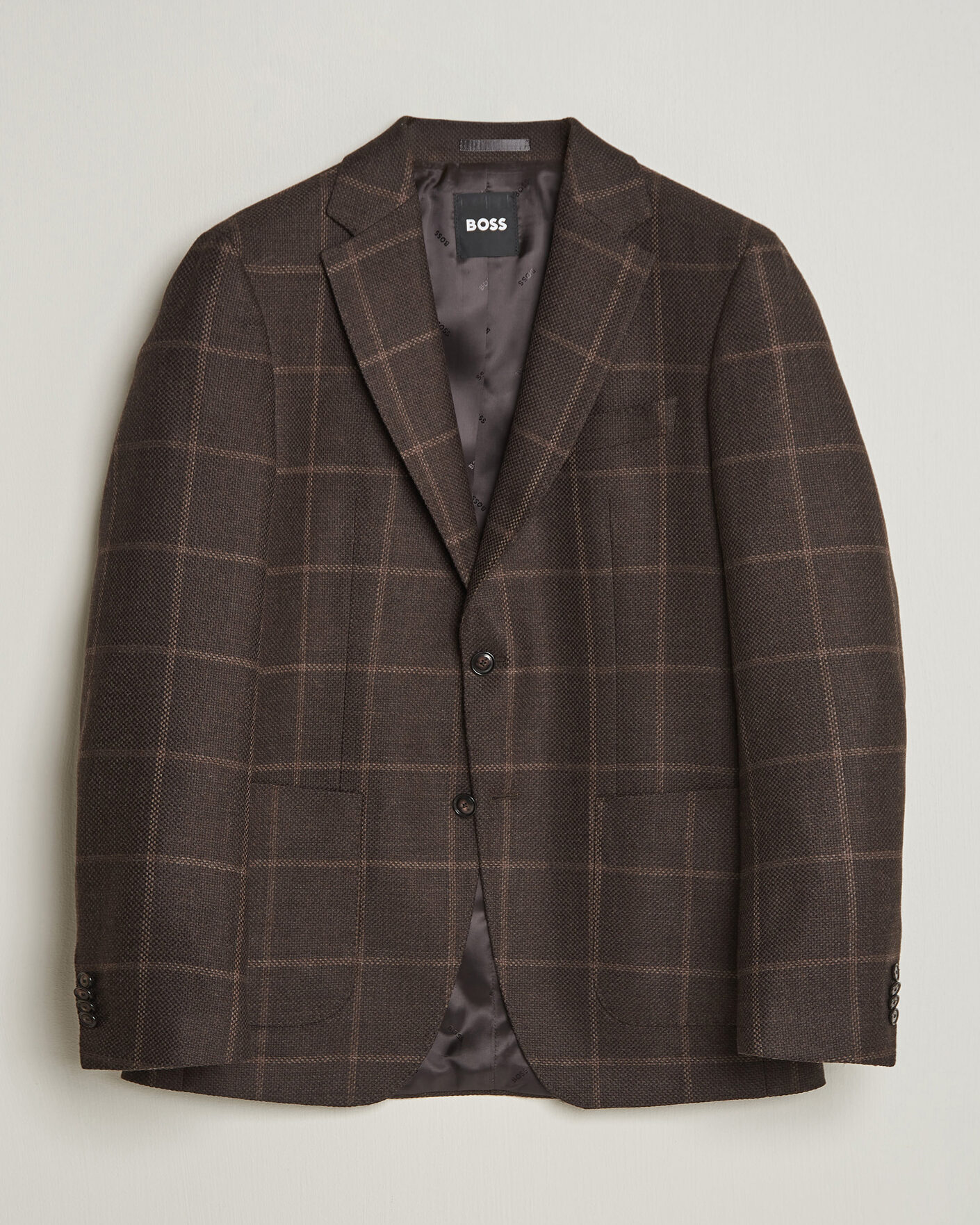 Heren | Blazers | BOSS BLACK | Hutson Checked Wool Blazer Dark Brown