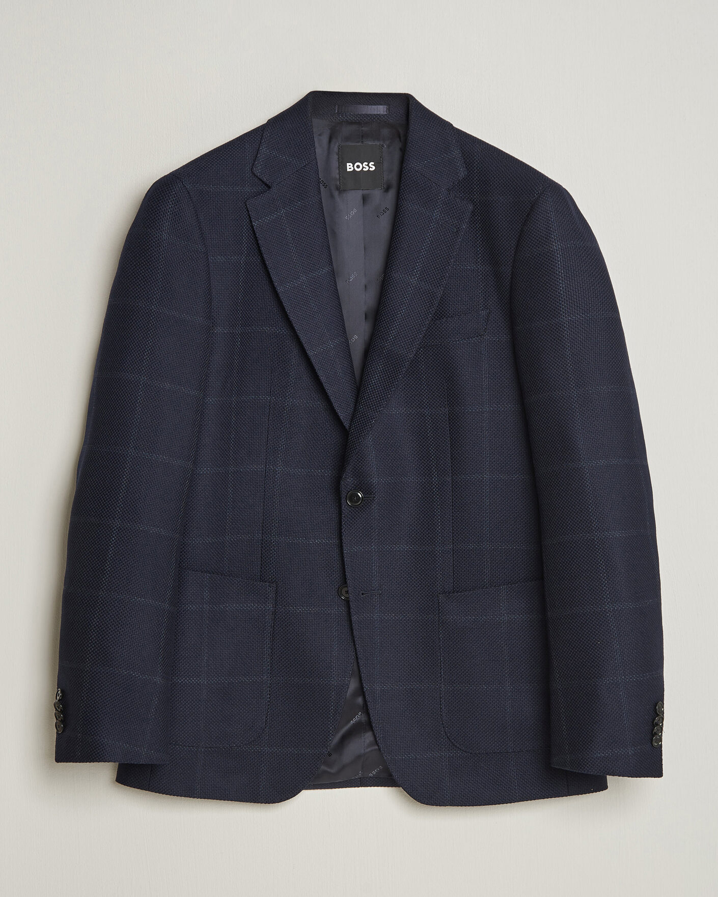 Heren | Blazers | BOSS BLACK | Hutson Checked Wool Blazer Dark Blue