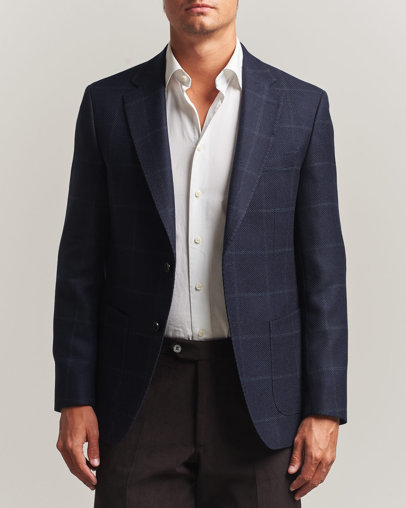 Heren | Blazers | BOSS BLACK | Hutson Checked Wool Blazer Dark Blue