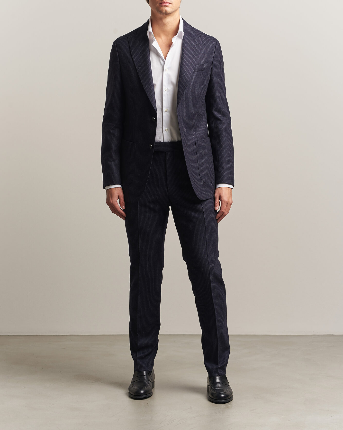 Homme | Costumes | BOSS BLACK | Huge Wool Pinstriped Suit Dark Blue