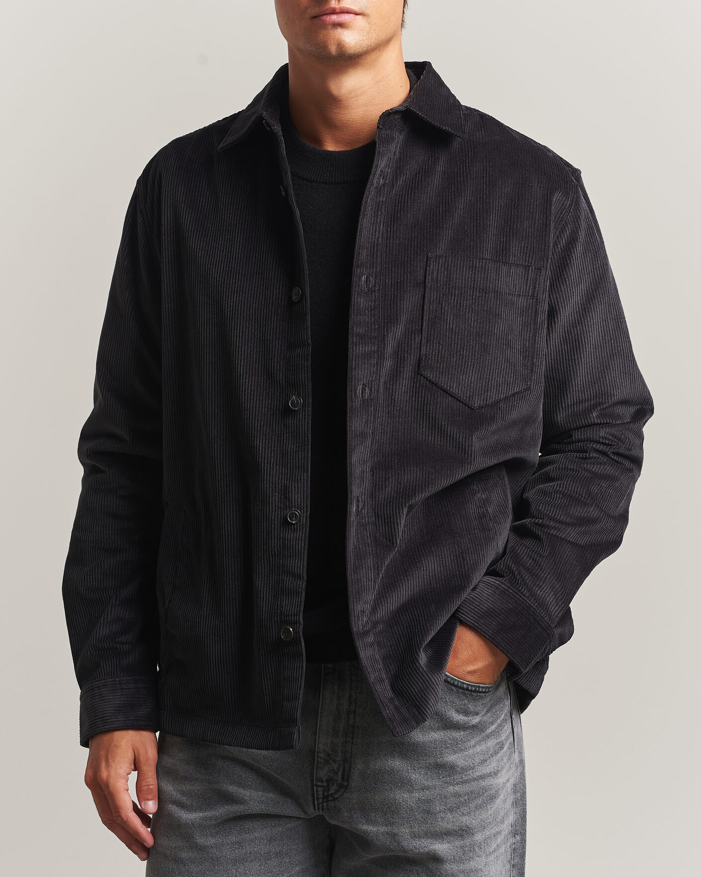 Heren | Overhemden | HUGO | Ecord Corduroy Overshirt Black
