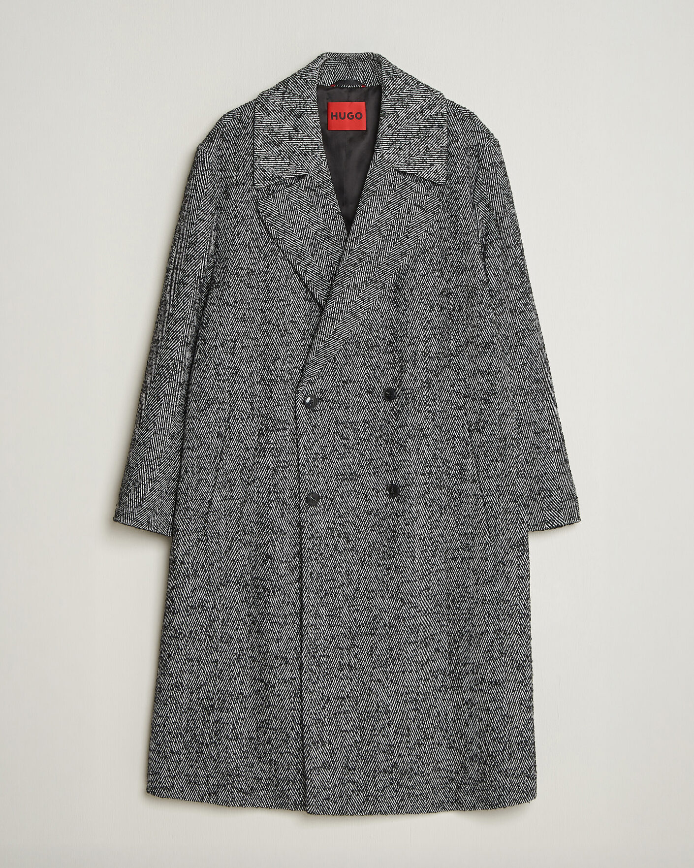 Homme | Manteaux Et Vestes | HUGO | Milas Herringbone Double Breasted Coat Dark Grey