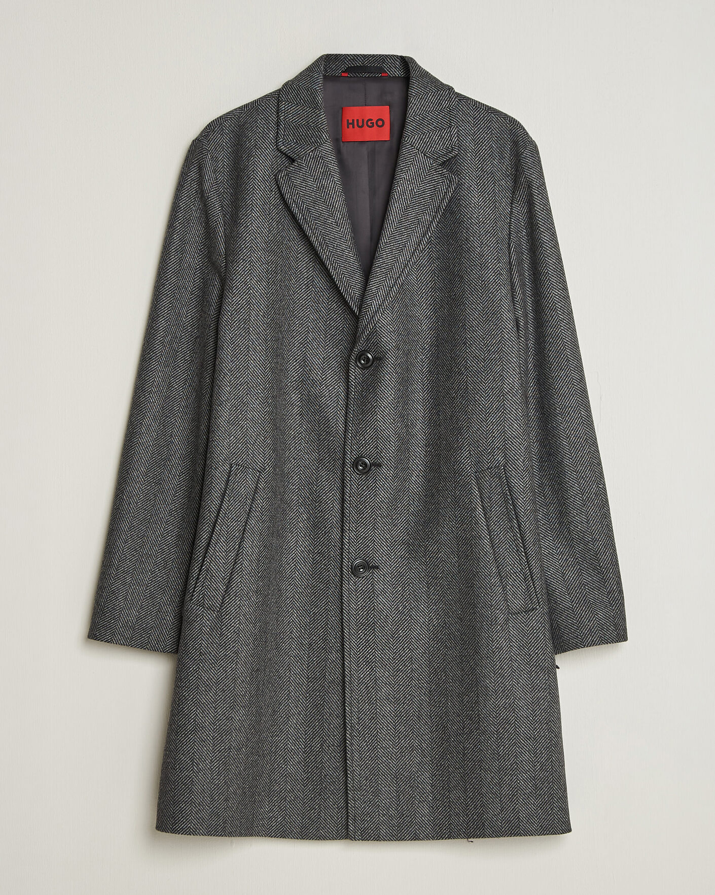 Heren | Jassen | HUGO | Malte Herringbone Coat Dark Grey