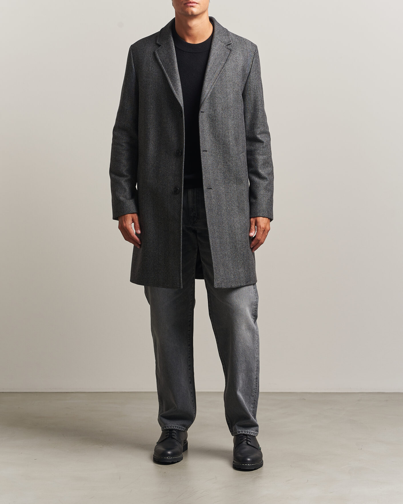Heren | Jassen | HUGO | Malte Herringbone Coat Dark Grey