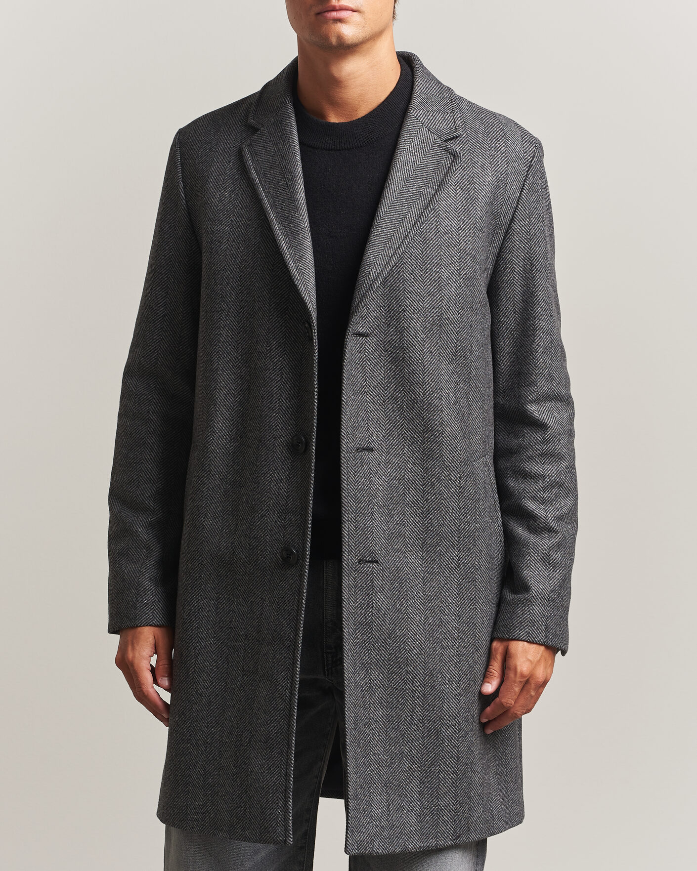 Heren | Jassen | HUGO | Malte Herringbone Coat Dark Grey