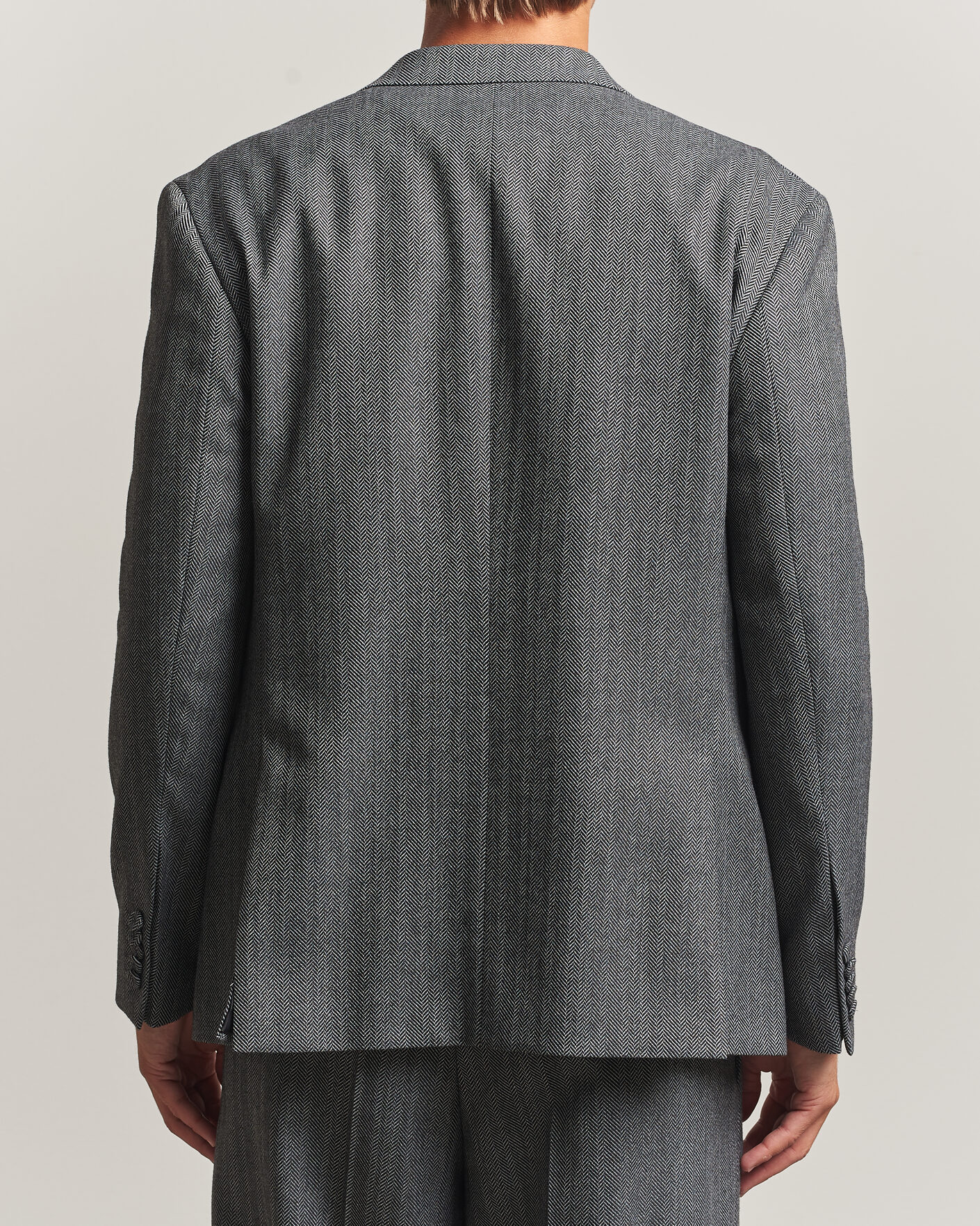 Homme | Blazers | HUGO | Karlo Herringbone Double Breasted Blazer Dark Grey