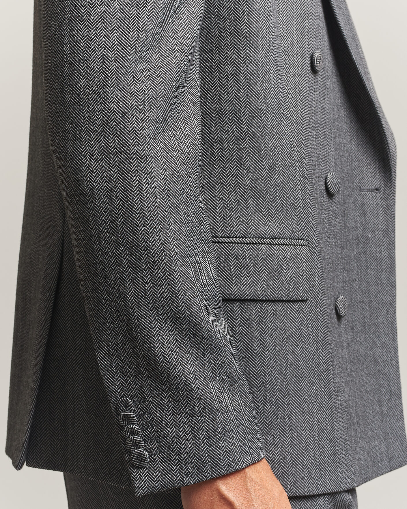 Homme | Blazers | HUGO | Karlo Herringbone Double Breasted Blazer Dark Grey
