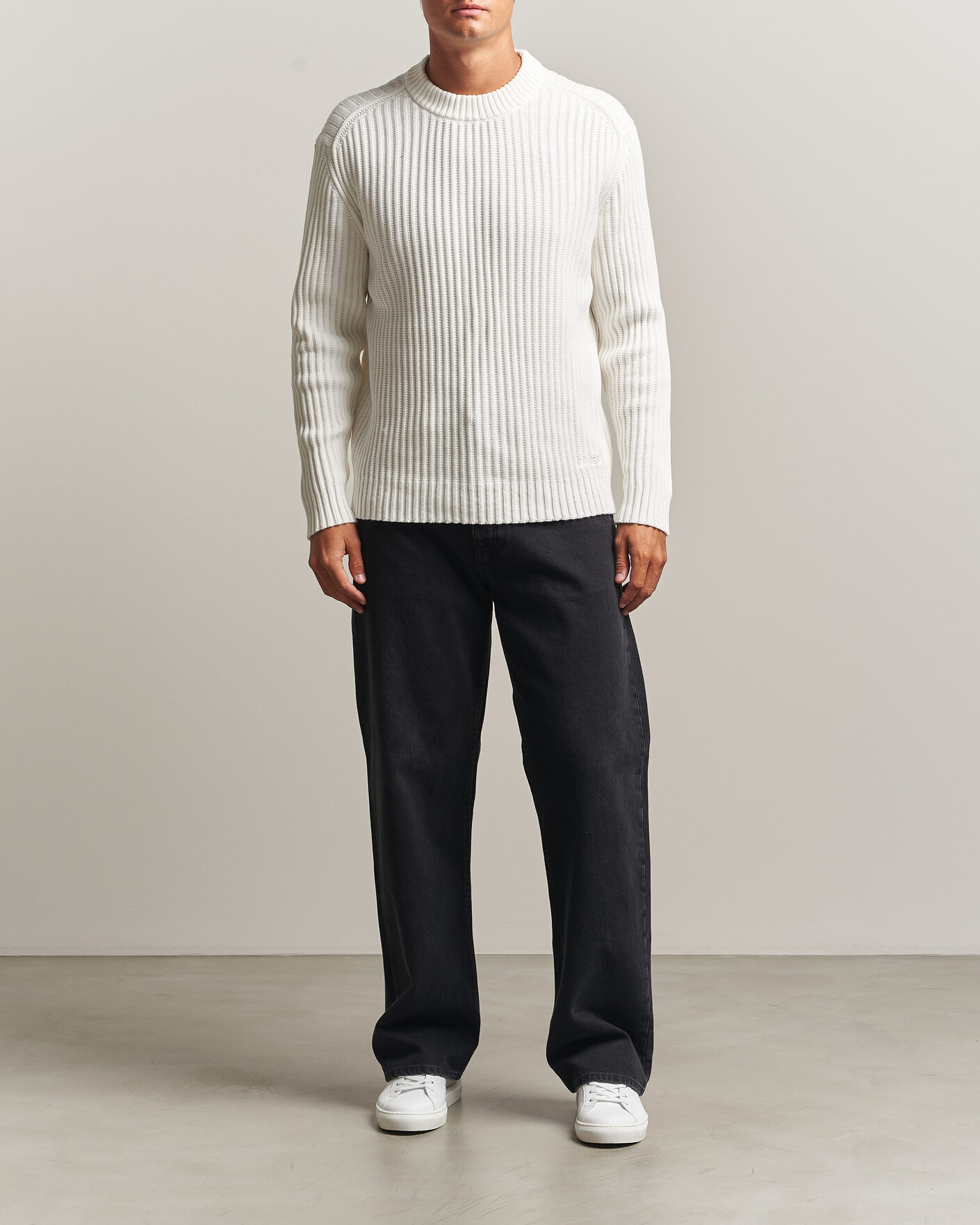 Heren | Truien | HUGO | Sribban Cotton Knitted Sweater Natural