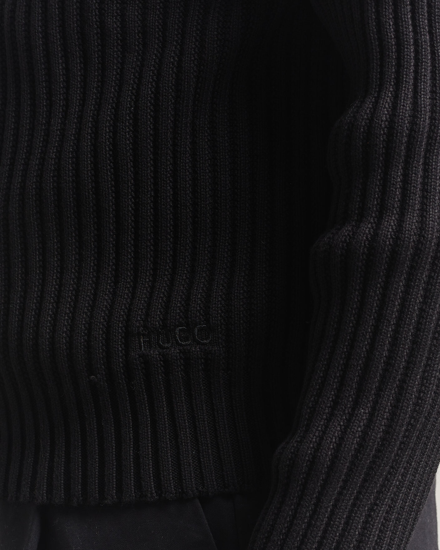 Heren | Truien | HUGO | Srtithon Cotton Knitted Half Zip Black