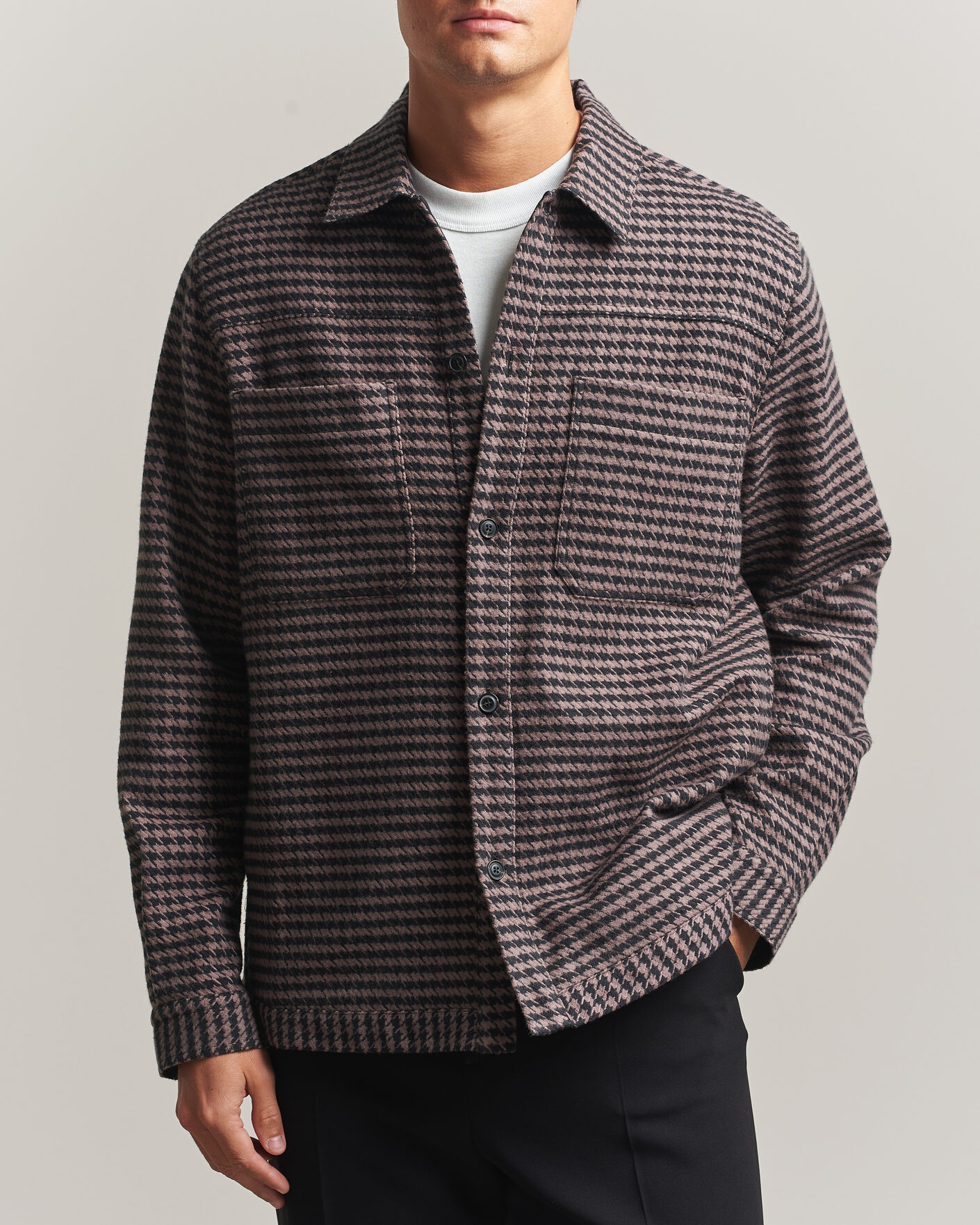 Homme | Chemises | HUGO | Eniri Houndstooth Overshirt Copper Brown