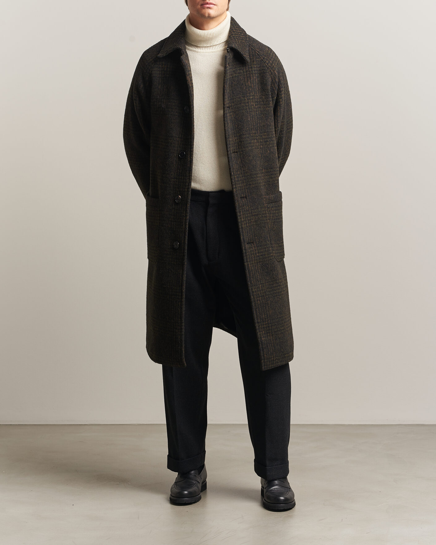 Heren | Jassen | BOSS CAMEL | Cohn Wool Checked Coat Open Green
