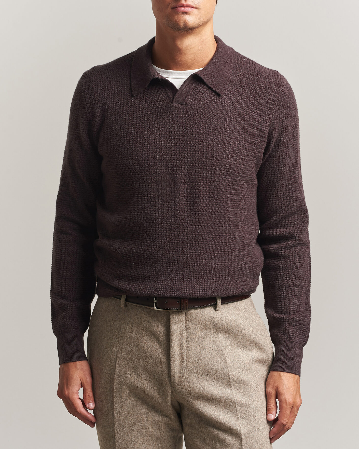 Homme | Pulls Et Tricots | BOSS CAMEL | Filo Wool Knitted Polo Open Brown