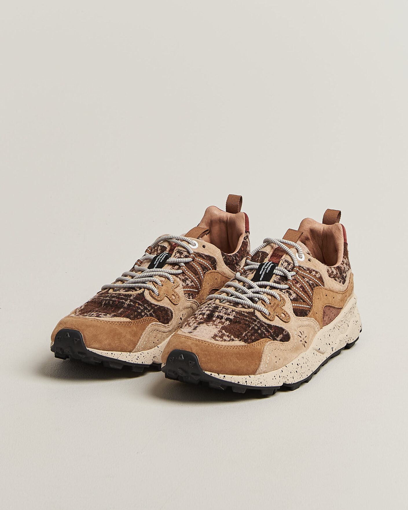 Homme | Baskets | Flower Mountain | Yamano 3 Suede/Wool Check Sneaker Brown