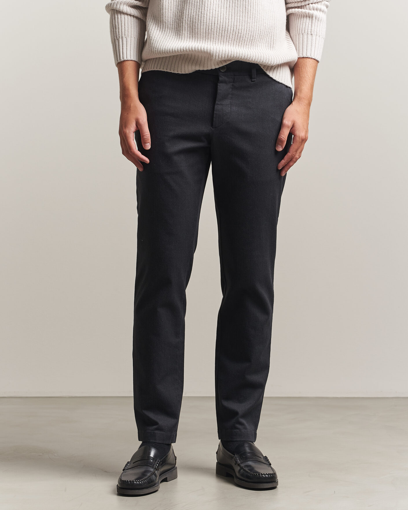 Homme | Pantalons | J.Lindeberg | Chase Stretch Flannel Trousers Dark Grey