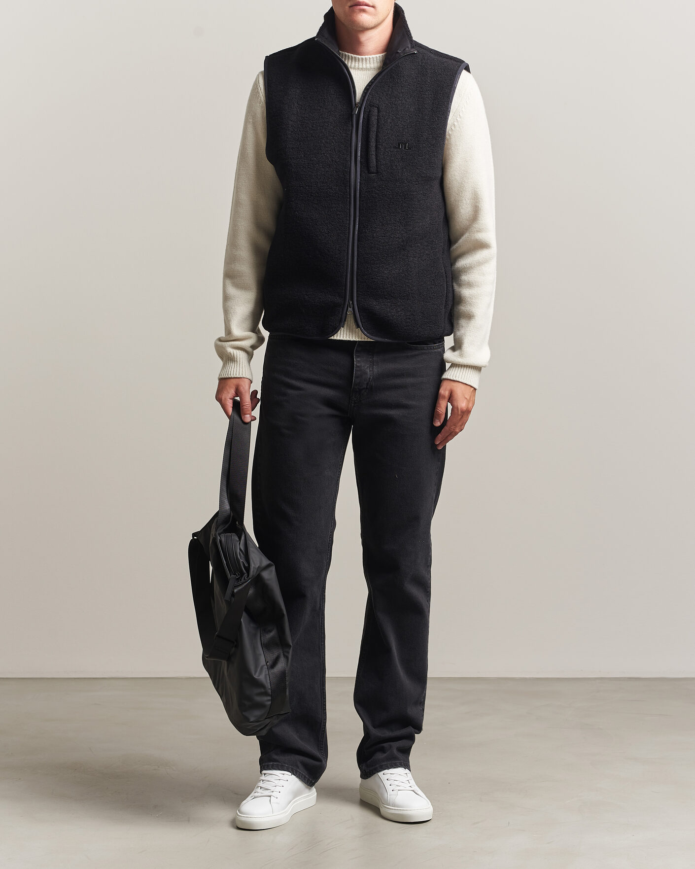 Homme | Gilets | J.Lindeberg | Duncan Wool Fleece Vest Black