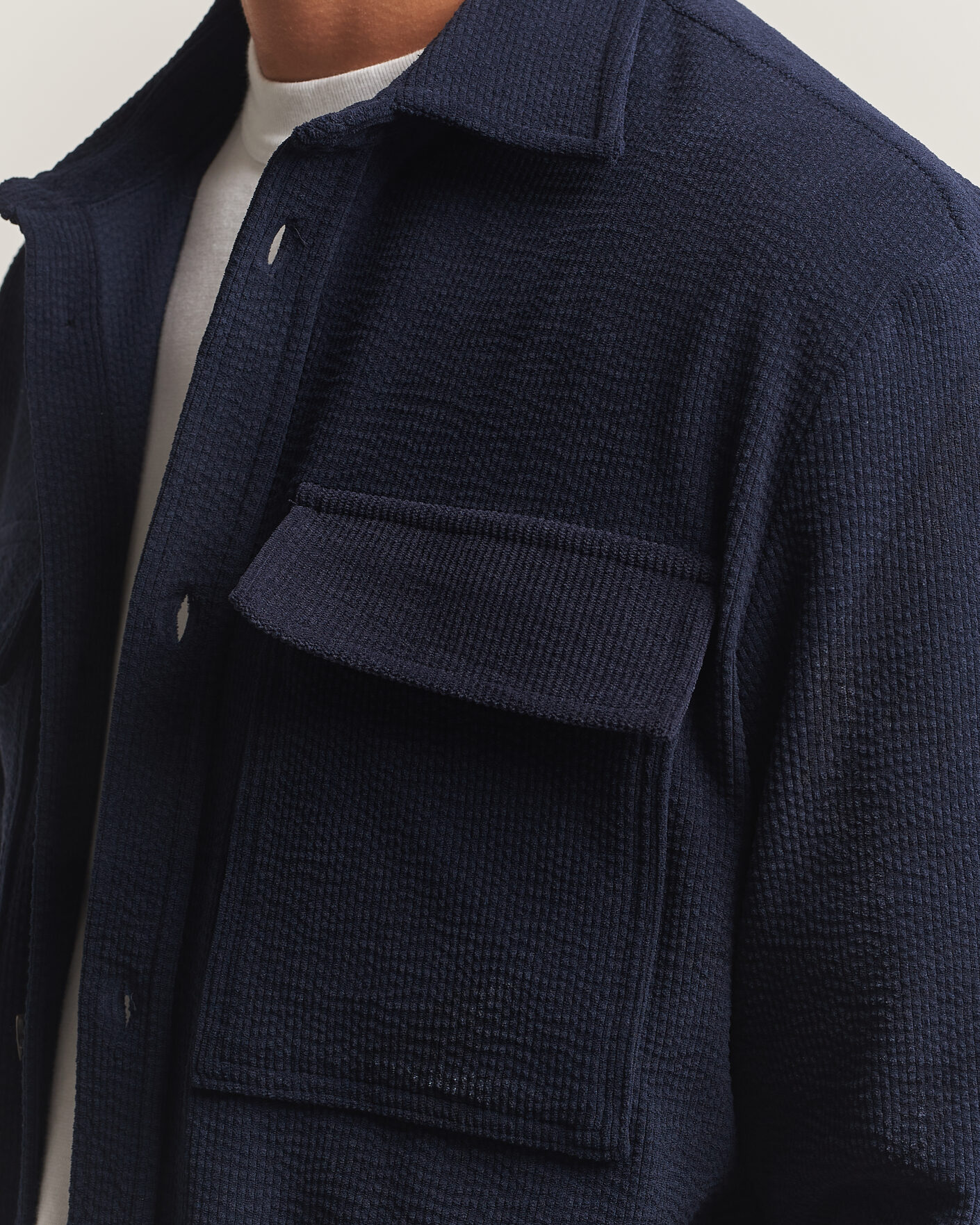Heren | Overhemden | J.Lindeberg | Finnigan Drape Cord Overshirt JL Navy