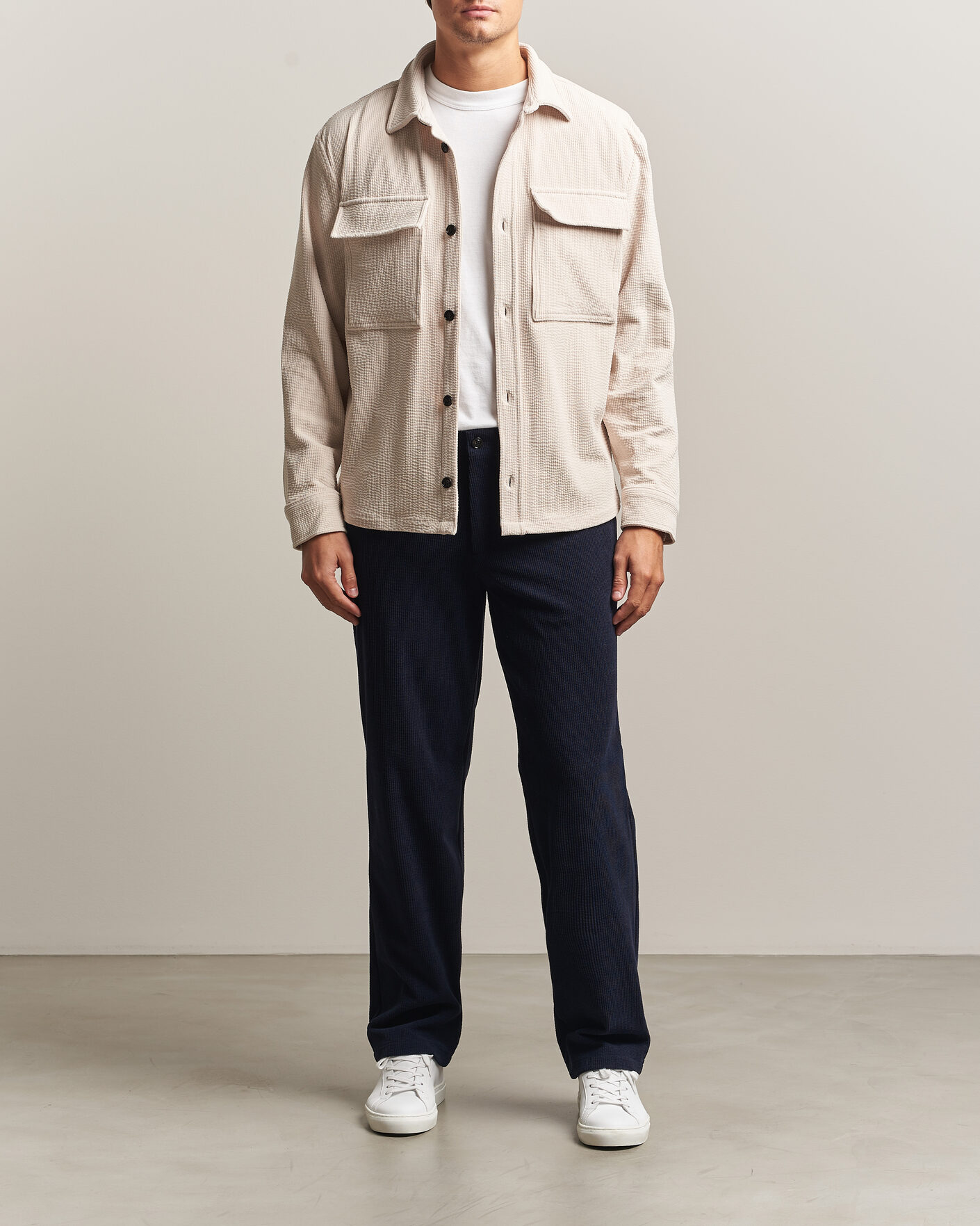 Heren | Overhemden | J.Lindeberg | Finnigan Drape Cord Overshirt Moonbeam
