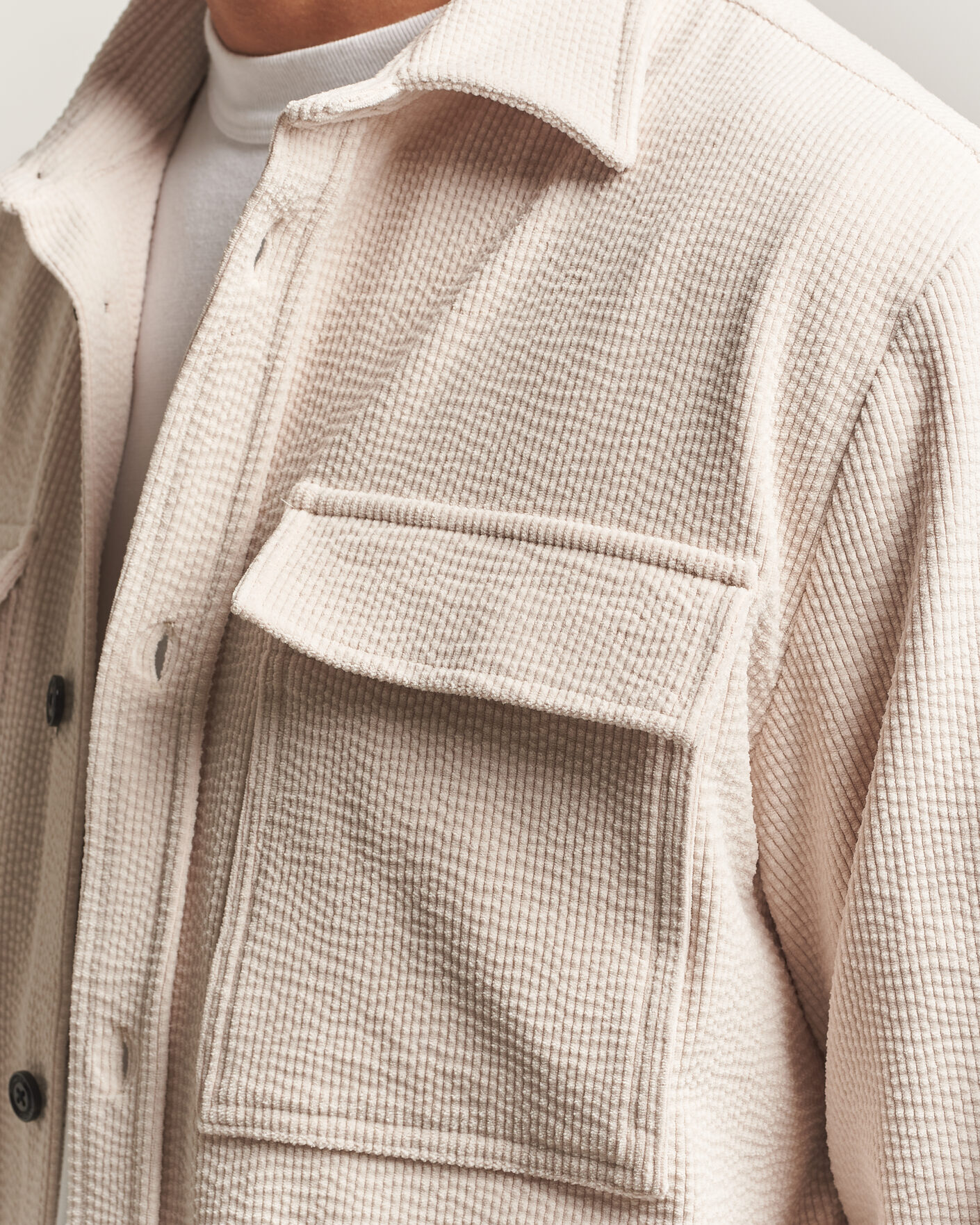 Heren | Overhemden | J.Lindeberg | Finnigan Drape Cord Overshirt Moonbeam