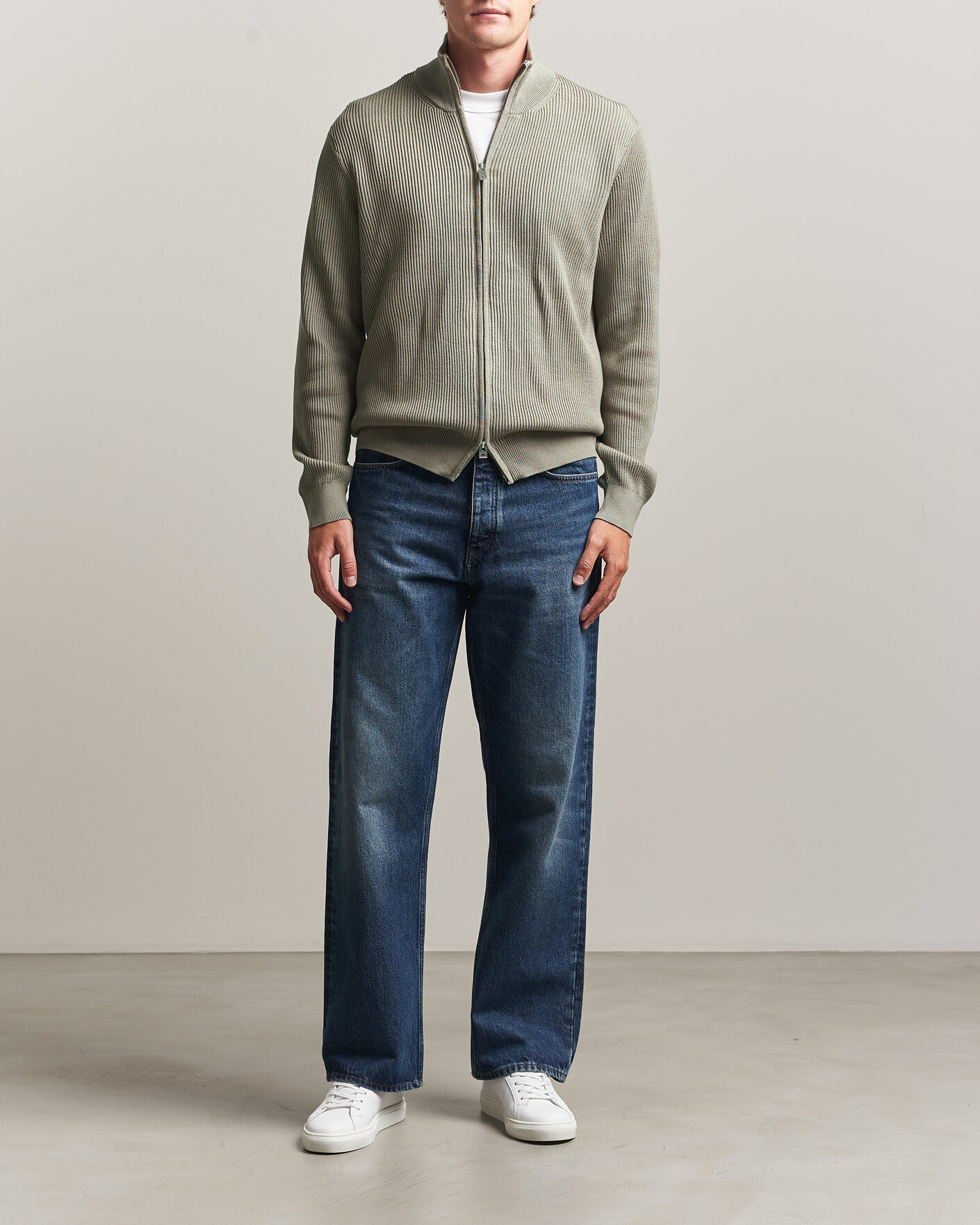 Heren | Truien | J.Lindeberg | Alexis Cotton Full Zip Brindle