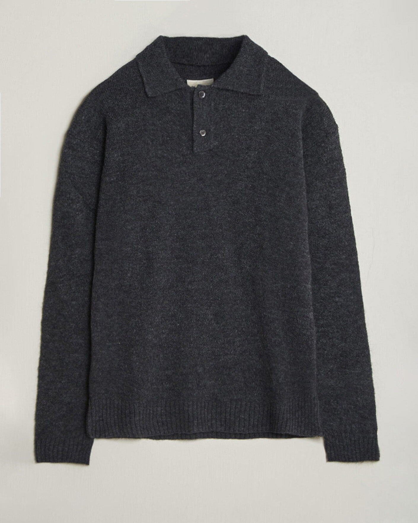 Heren | Truien | Forét | Alpine Polo Knit Dark Grey Melange