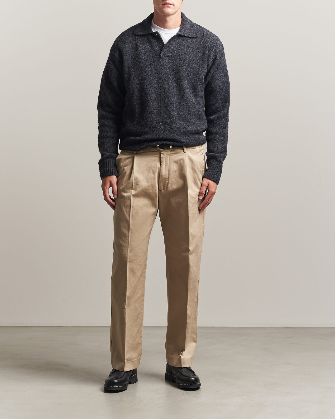 Homme | Pulls Et Tricots | Forét | Alpine Polo Knit Dark Grey Melange