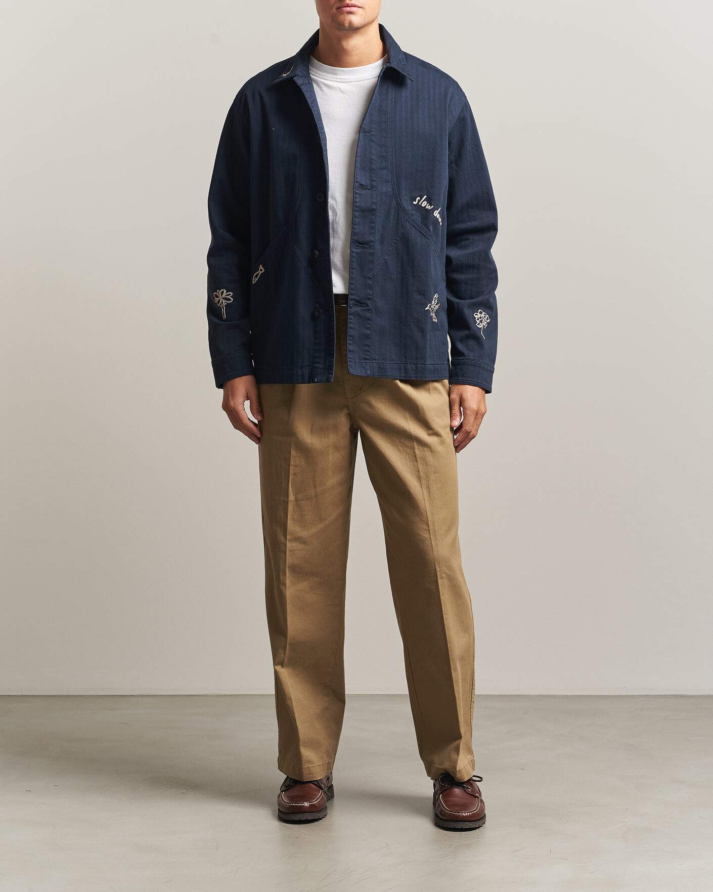 Homme | Chemises | Forét | Berry Herringbone Embroidery Overshirt Navy